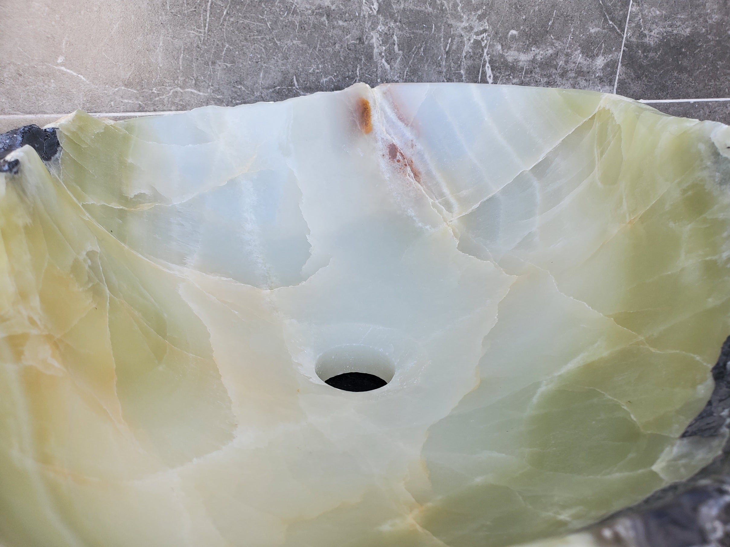 S29_19 Onyx Stone Vessel Bathroom Sink - 18 x 15 inch