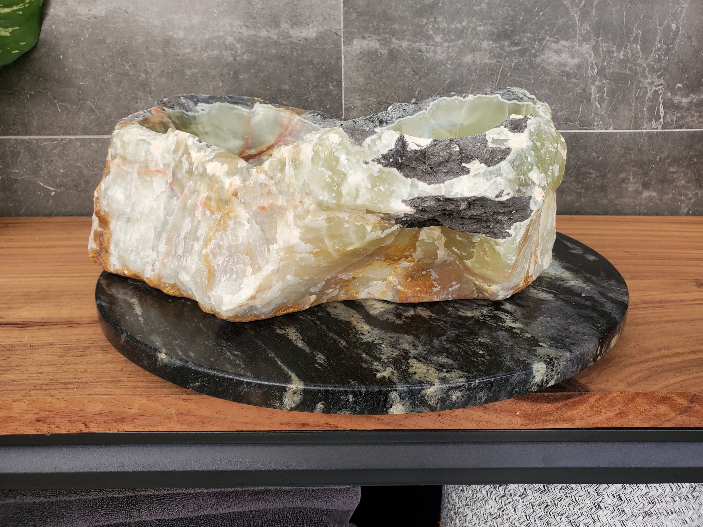 S31_17 Onyx Stone Vessel Bathroom Sink - 17.5 x 14 inch