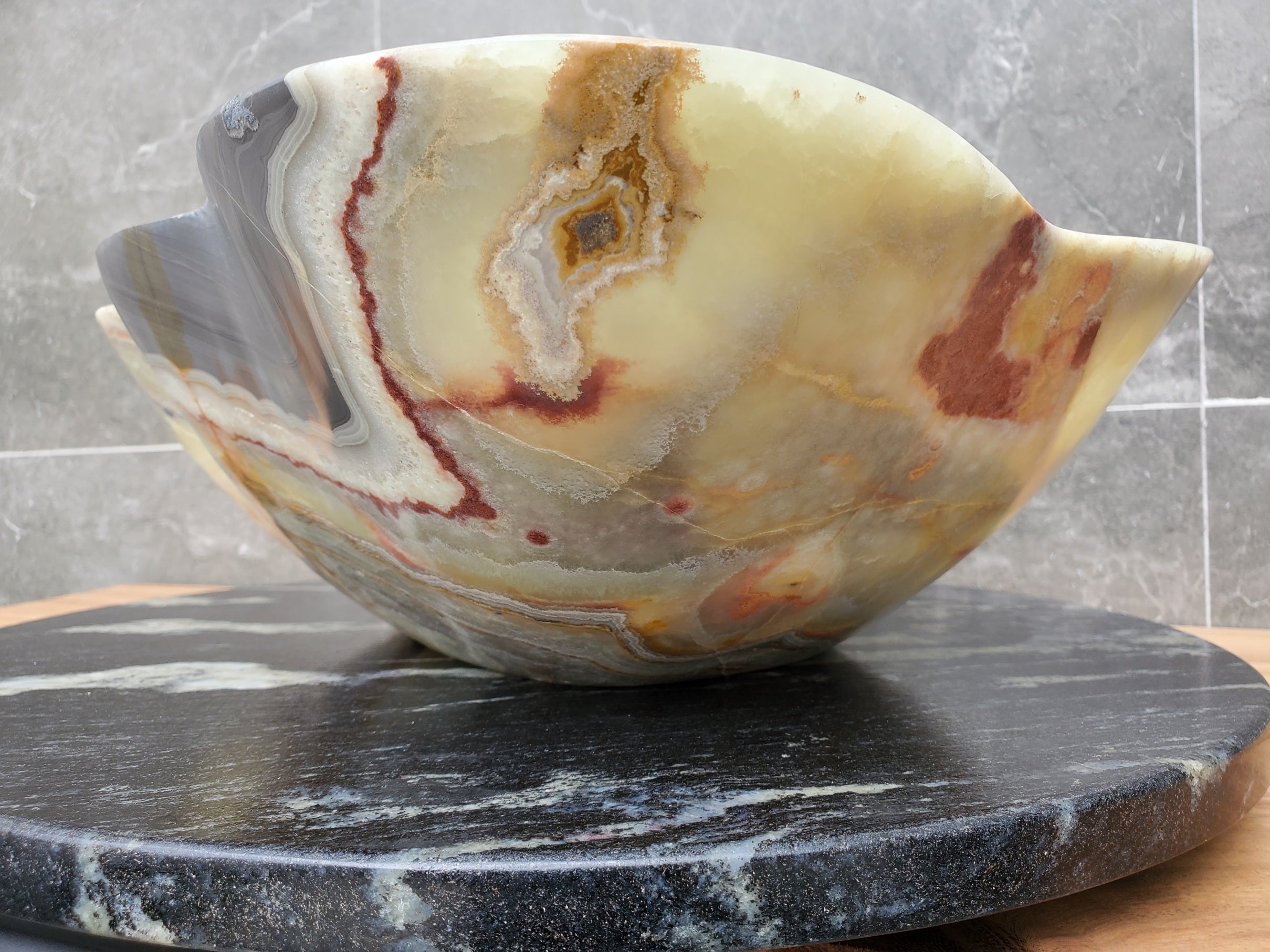 S31_01 Onyx Stone Vessel Bathroom Sink - 19 x 15 inch