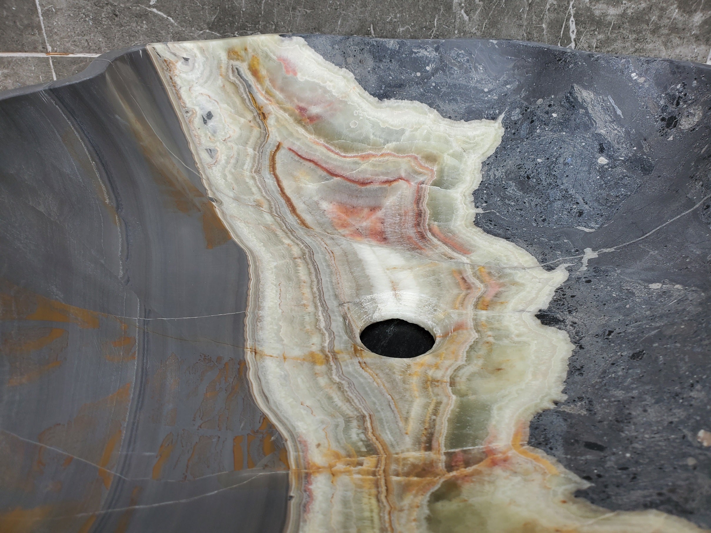 S30_33 Onyx Stone Vessel Bathroom Sink - 20.5 x 16 inch