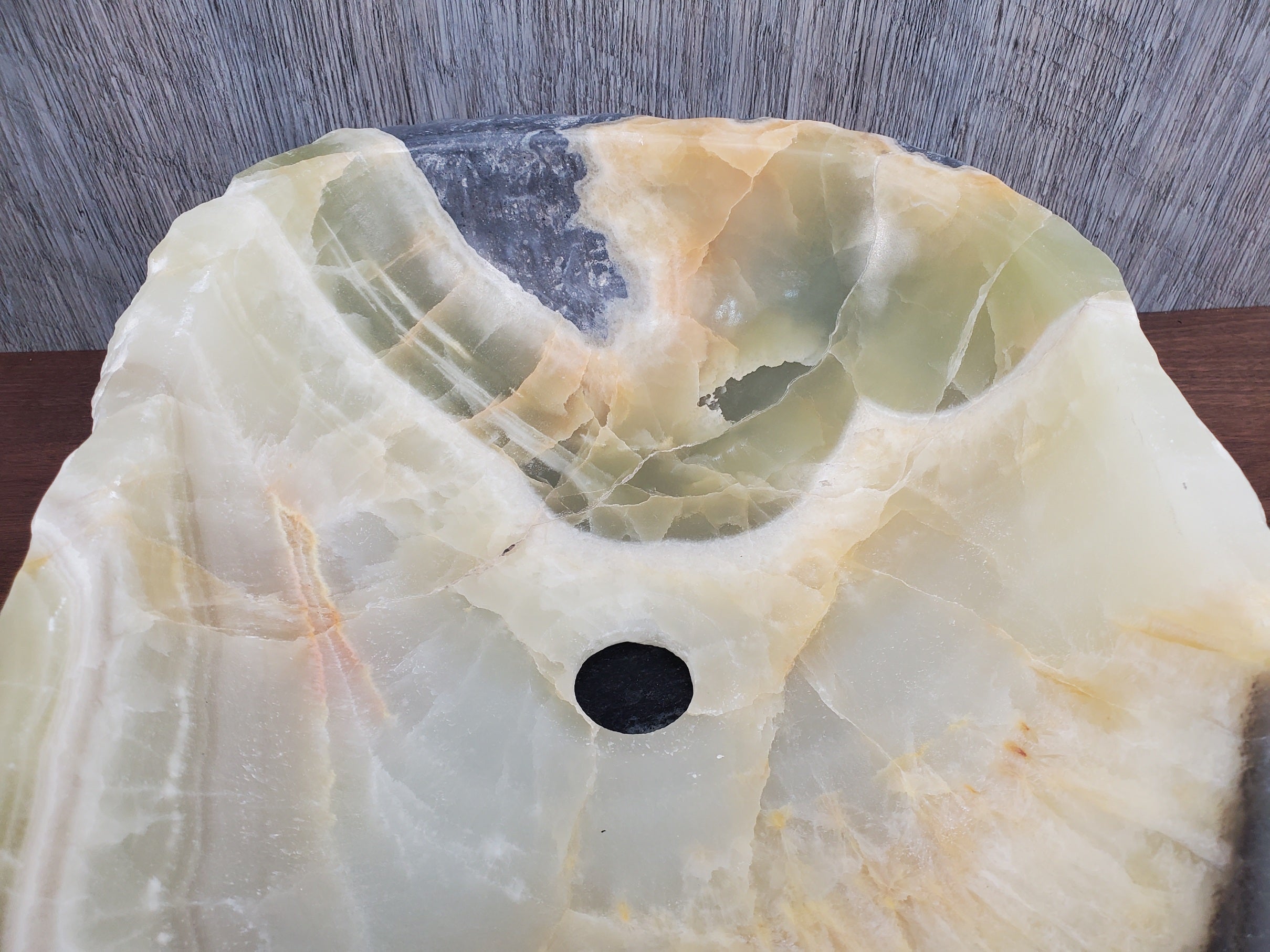 S24_14 Green Onyx Stone Vessel Bathroom Sink - 17 x 13 inch
