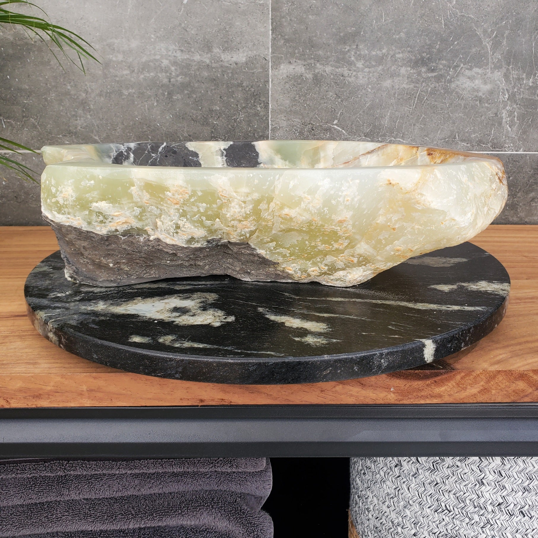 S31_21 Onyx Stone Vessel Bathroom Sink - 19 x 15 inch