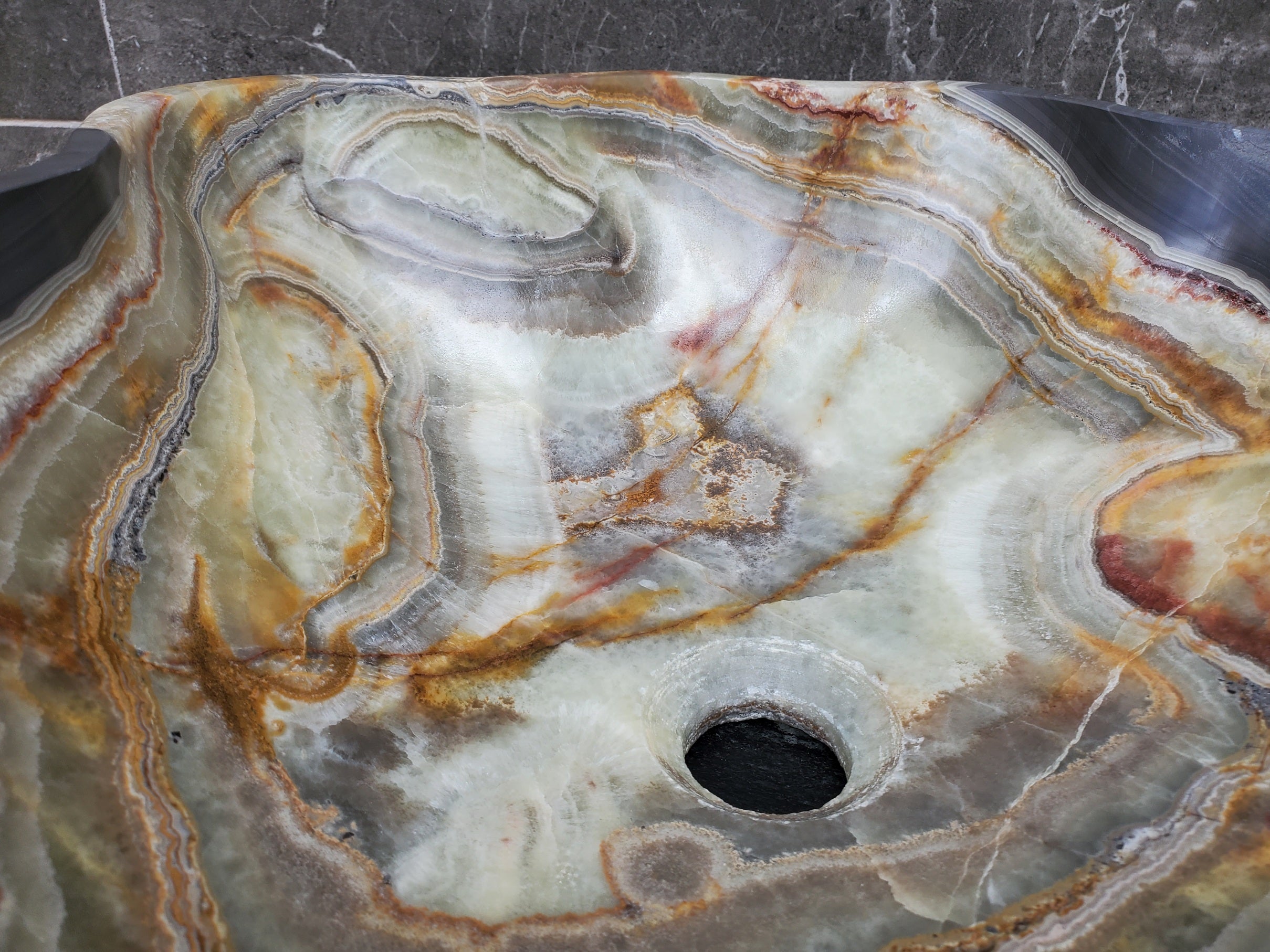 S31_01 Onyx Stone Vessel Bathroom Sink - 19 x 15 inch