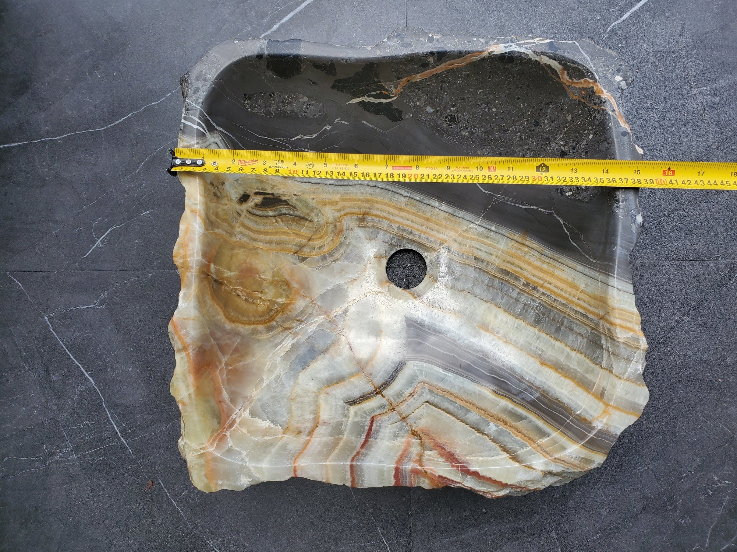 S30_25 Onyx Stone Vessel Bathroom Sink - 15 x 15 inch