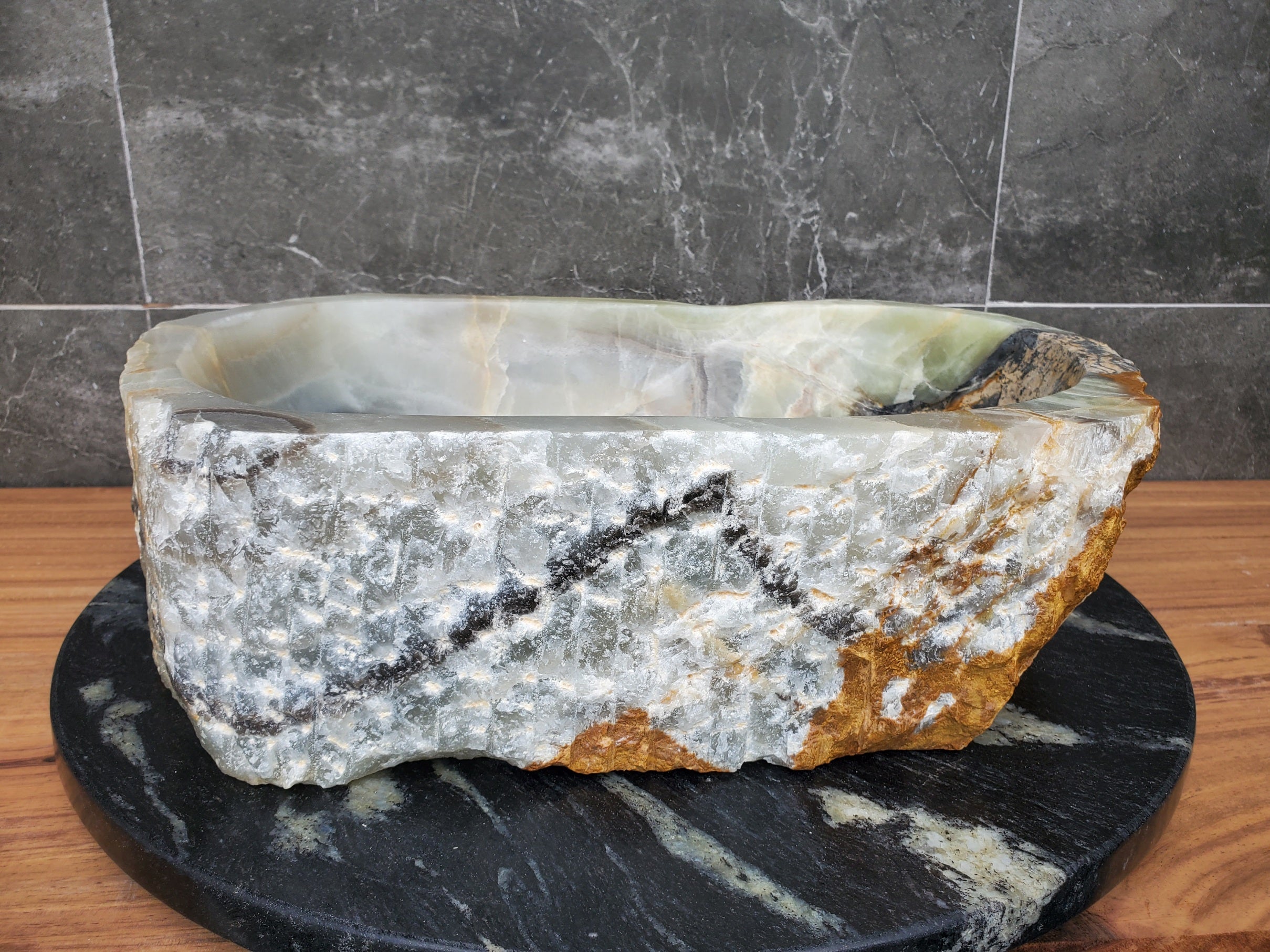 S29_33 Onyx Stone Vessel Bathroom Sink - 18 x 12.5 inch