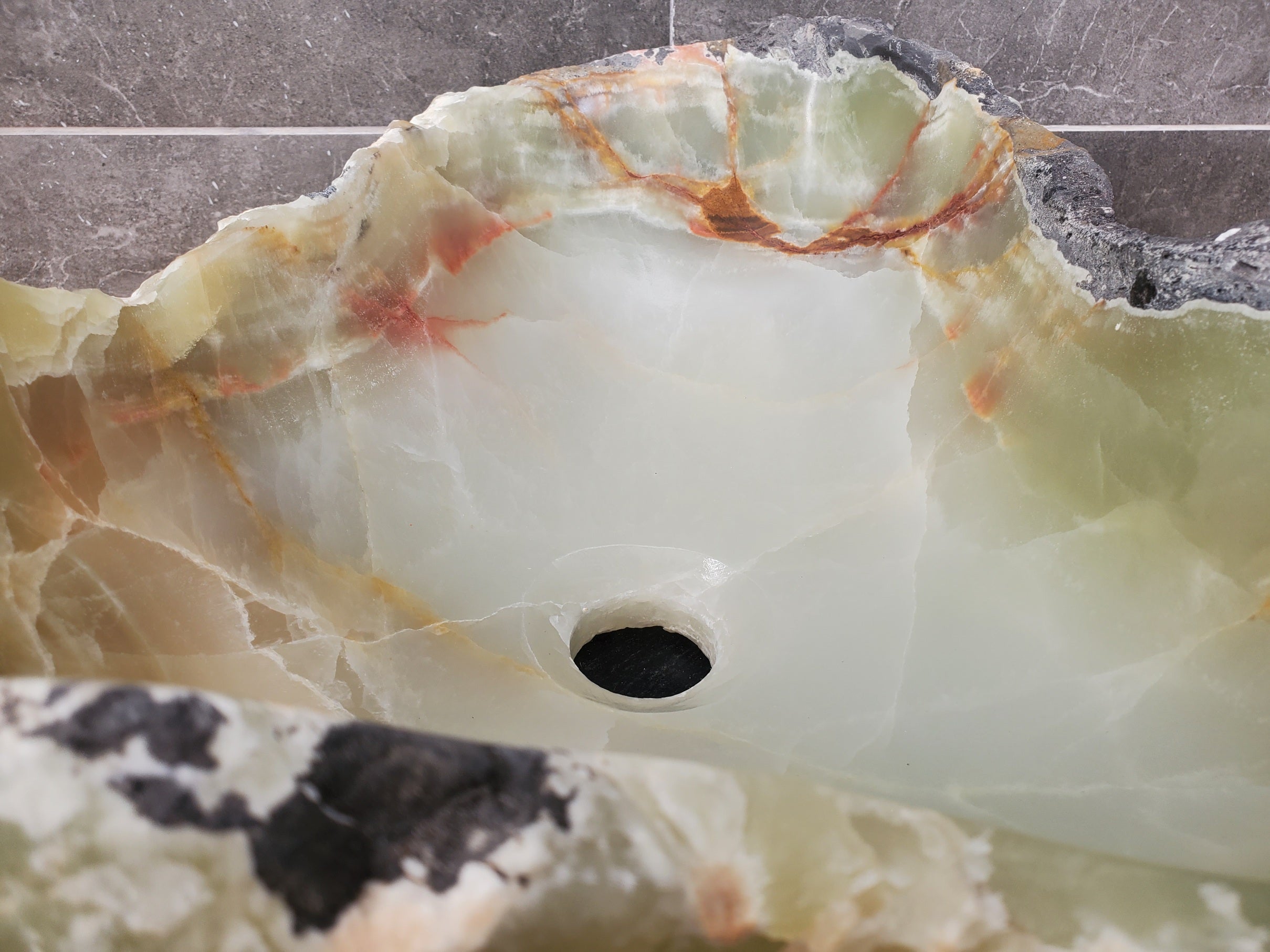 S31_17 Onyx Stone Vessel Bathroom Sink - 17.5 x 14 inch