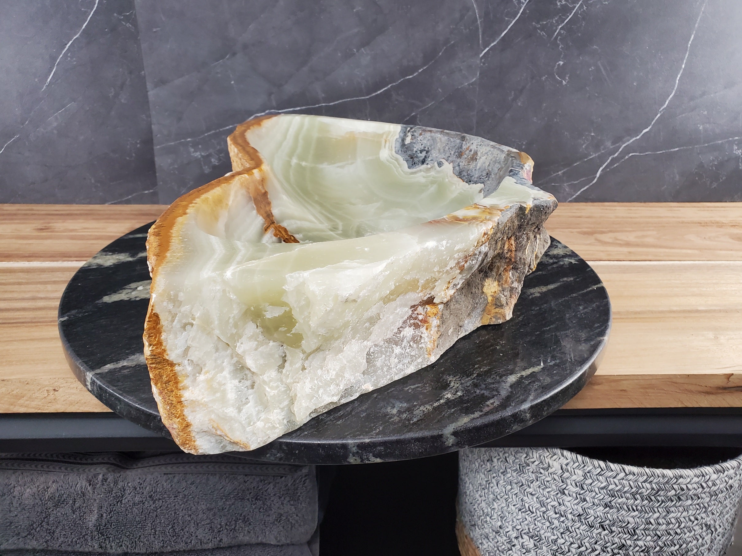 S28_17 Onyx Stone Vessel Bathroom Sink - 20.5 x 11 inch