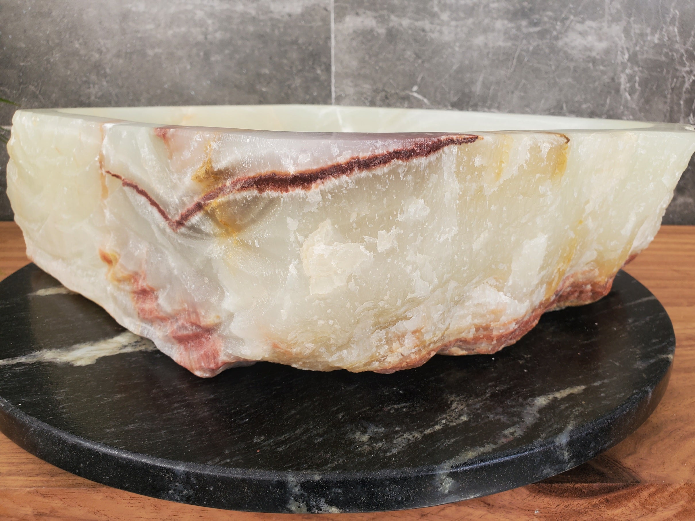 S31_20 Onyx Stone Vessel Bathroom Sink - 17.5 x 16 inch