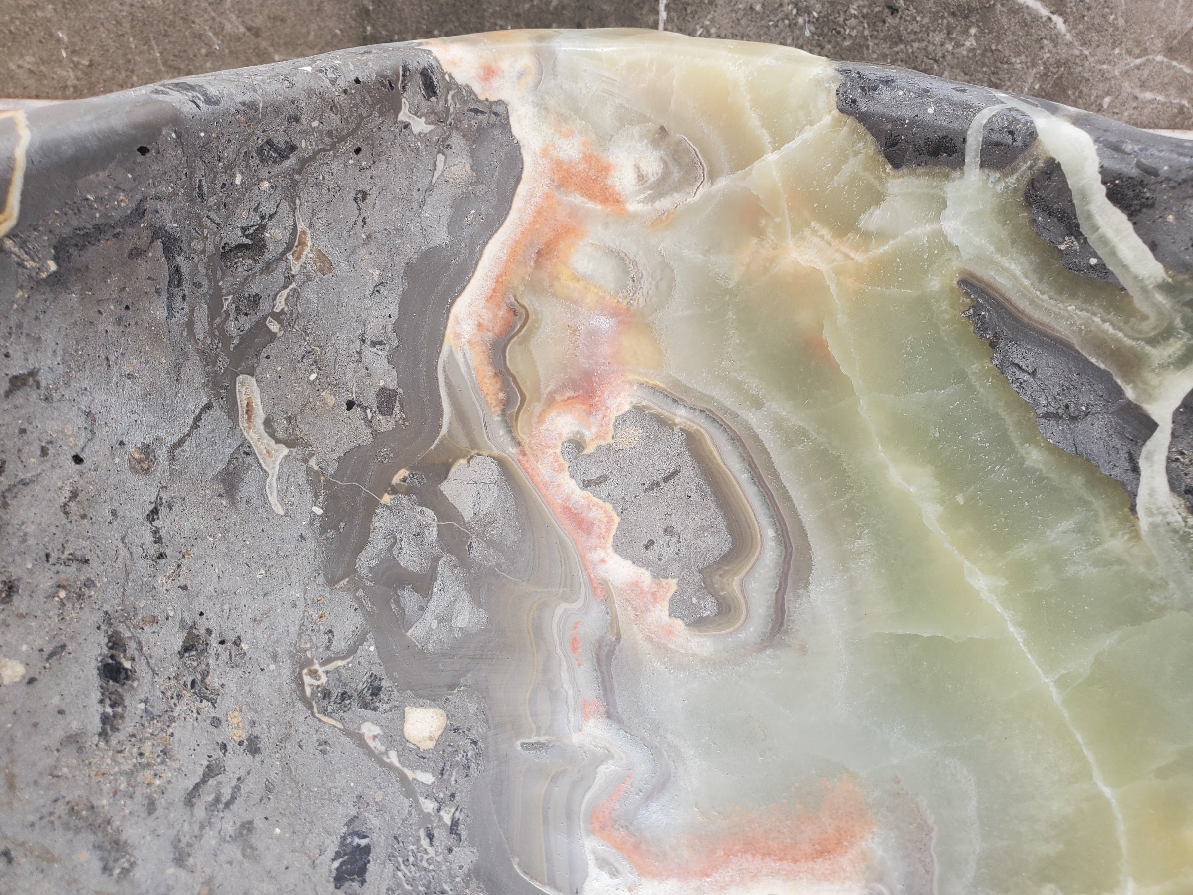 S30_38 Onyx Stone Vessel Bathroom Sink - 17 x 14.5 inch