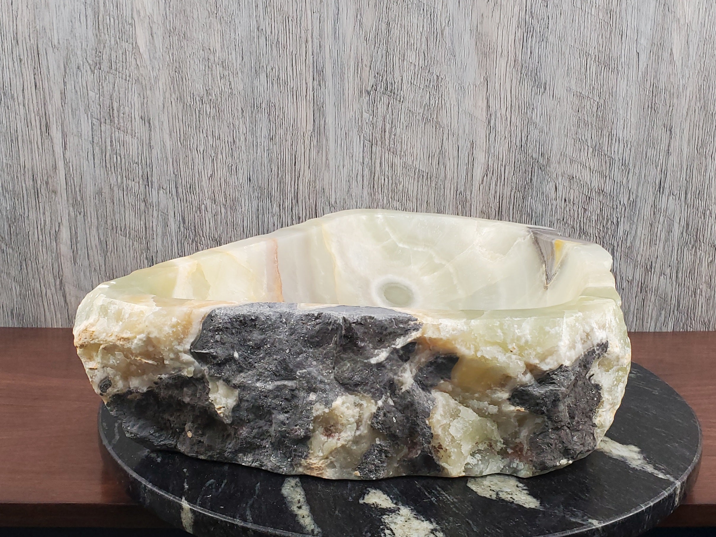 S24_13 Green Onyx Stone Vessel Bathroom Sink - 17.5 x 13.5 inch