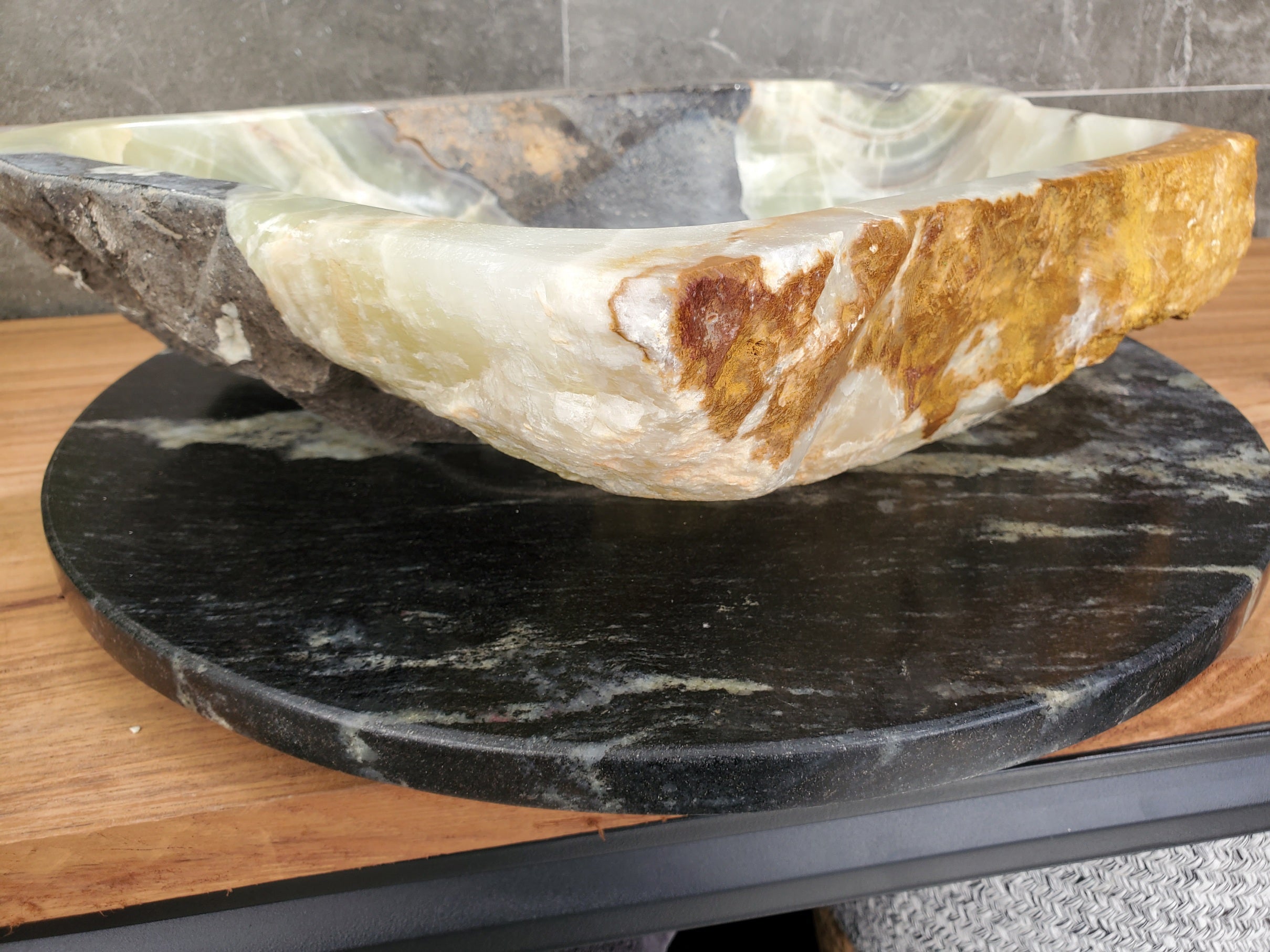 S31_23 Onyx Stone Vessel Bathroom Sink - 18 x 15 inch