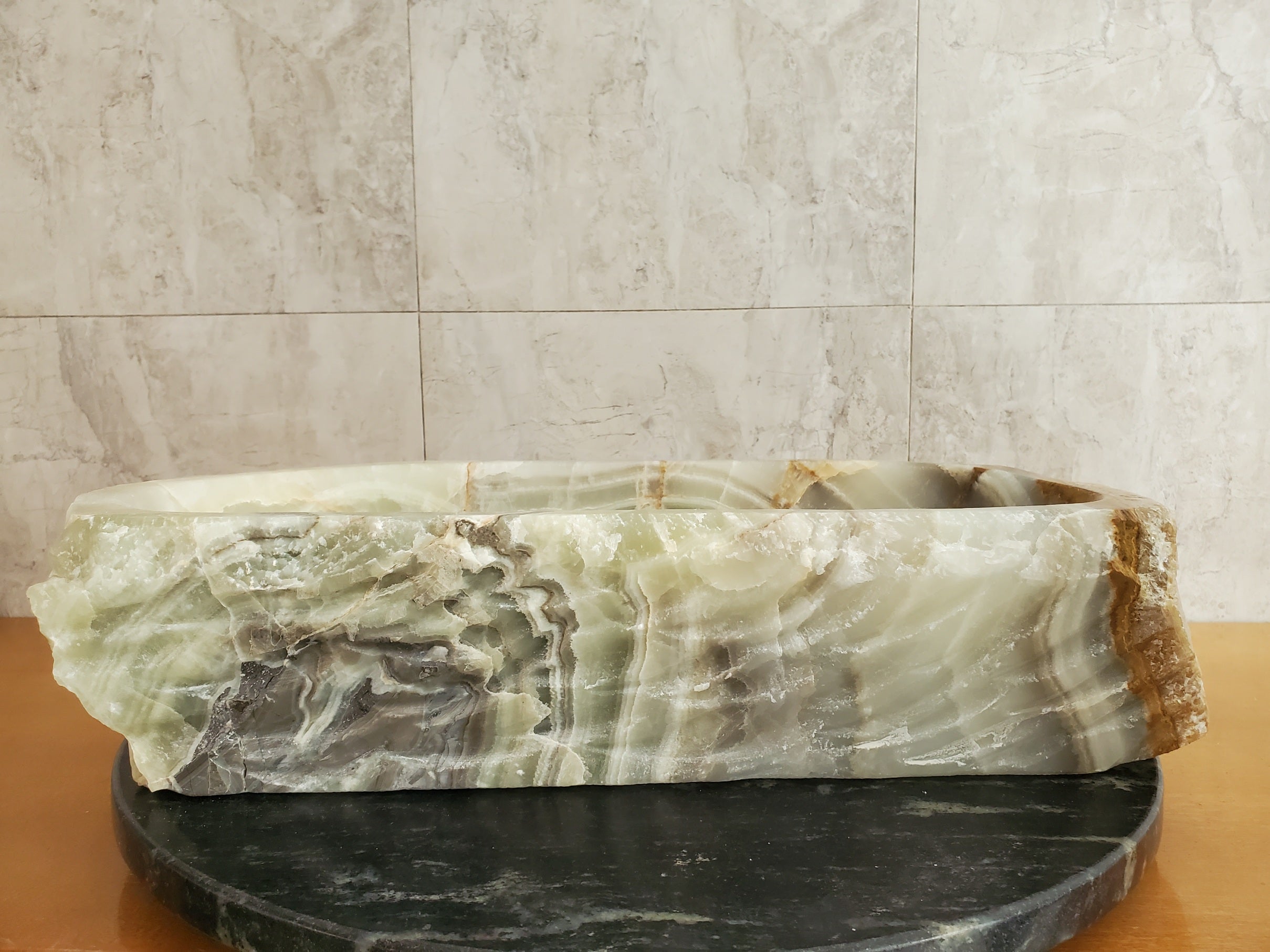 S23_23 Onyx Stone Vessel Bathroom Sink - 20 x 12.5 inch