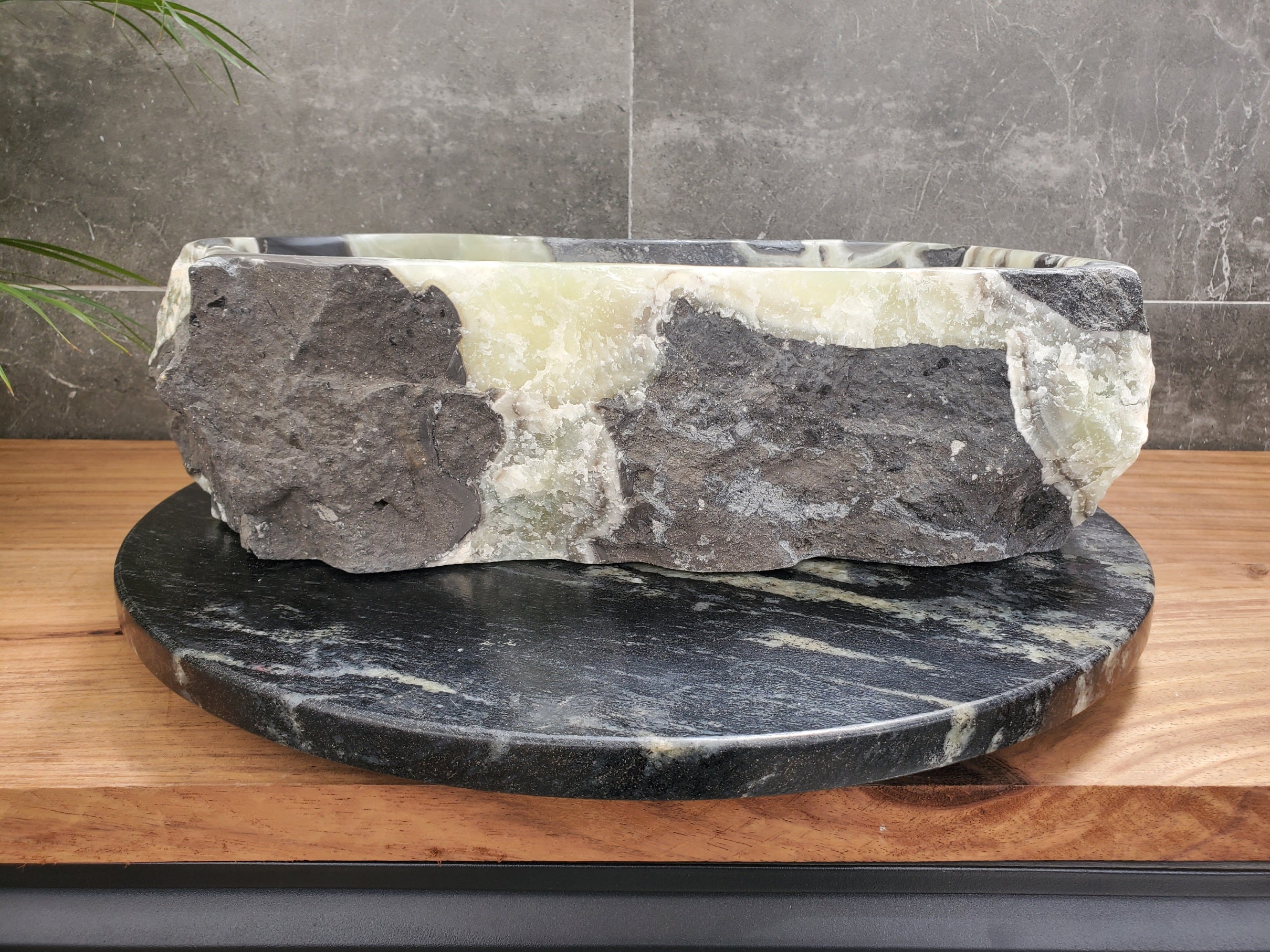 S31_24 Onyx Stone Vessel Bathroom Sink - 17 x 11 inch