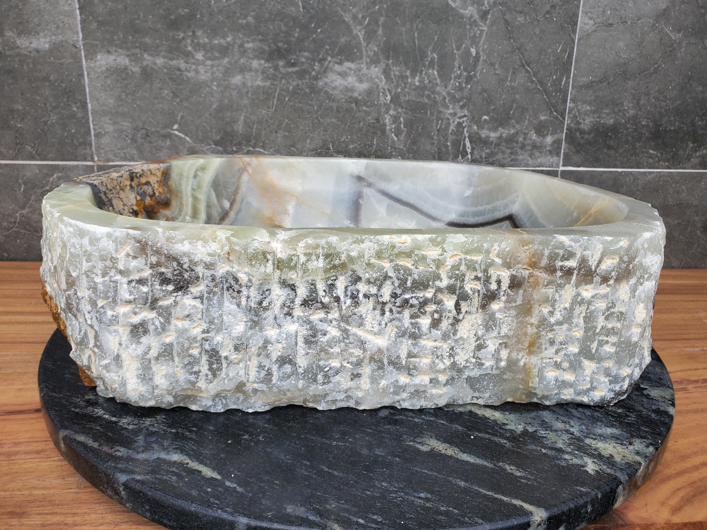 S29_33 Onyx Stone Vessel Bathroom Sink - 18 x 12.5 inch