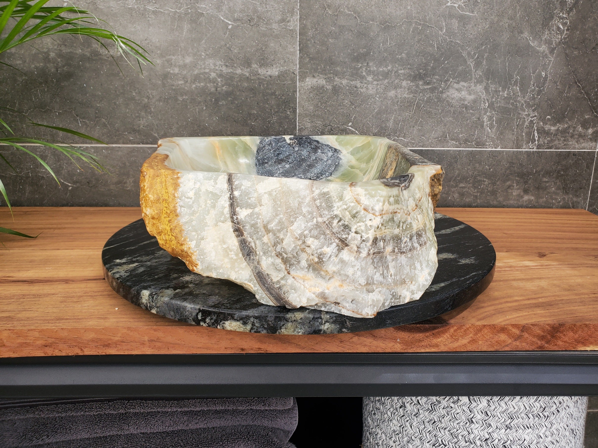 S31_23 Onyx Stone Vessel Bathroom Sink - 18 x 15 inch