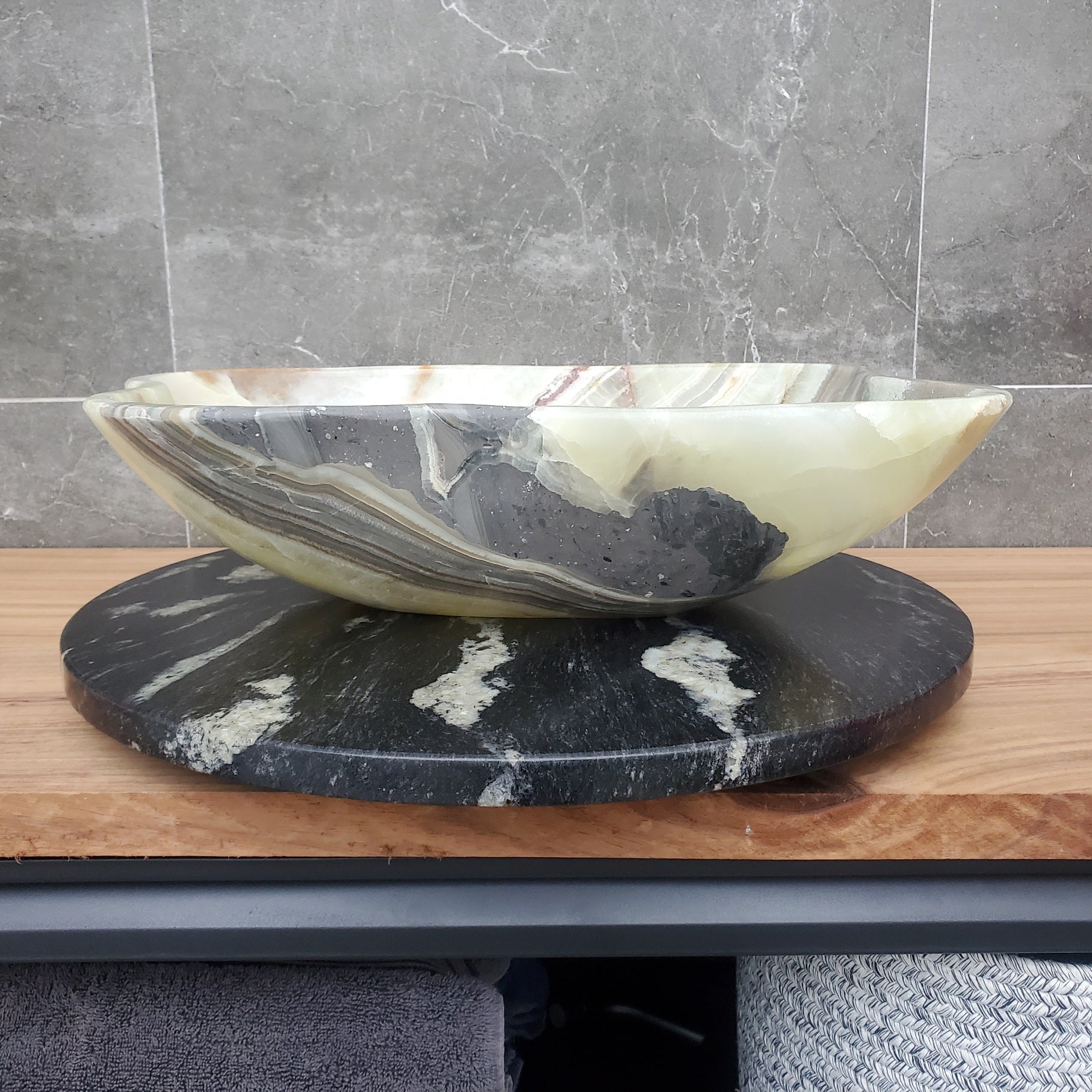 S30_03 Onyx Stone Vessel Bathroom Sink - 19 x 13.5 inch