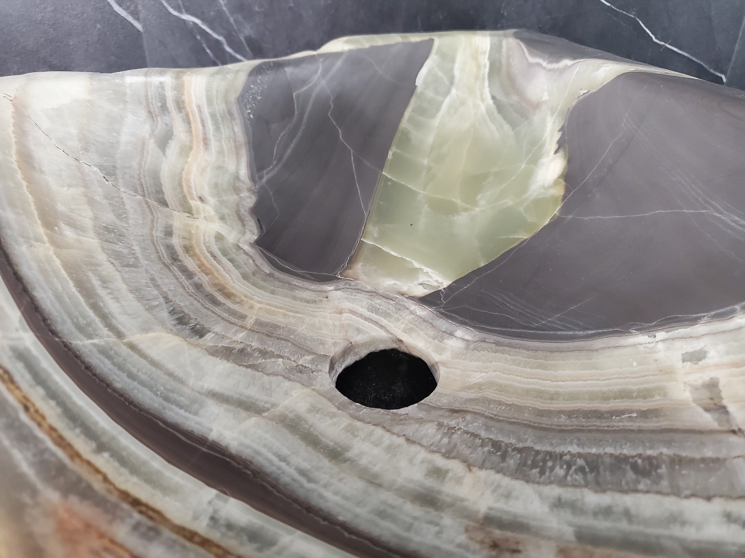 S25_16 Green Onyx Stone Vessel Bathroom Sink