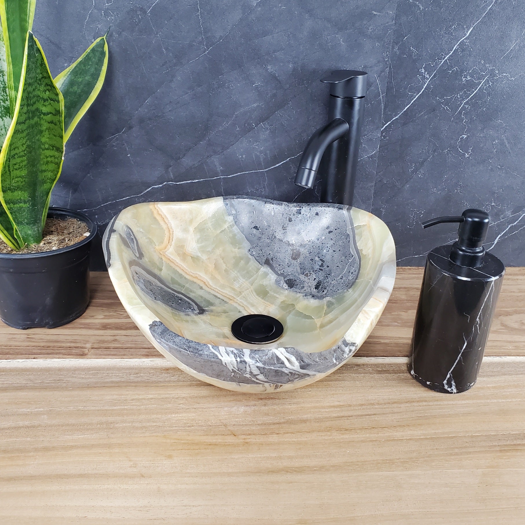 S28_26 Onyx Stone Vessel Bathroom Sink