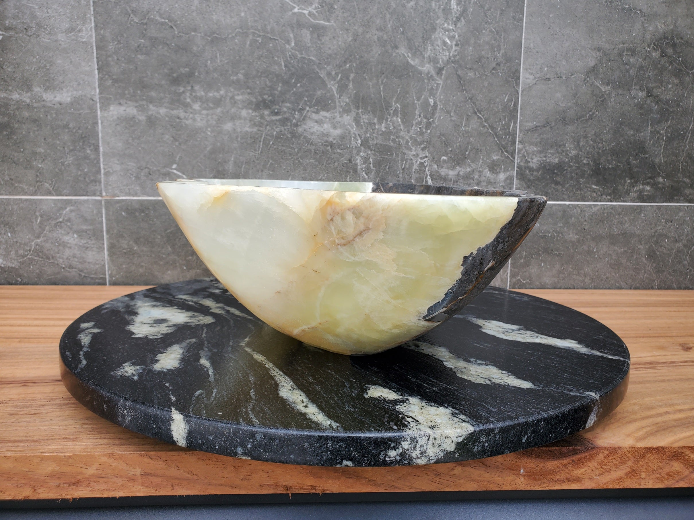 S30_16 Onyx Stone Vessel Bathroom Sink - 20 x 12 inch