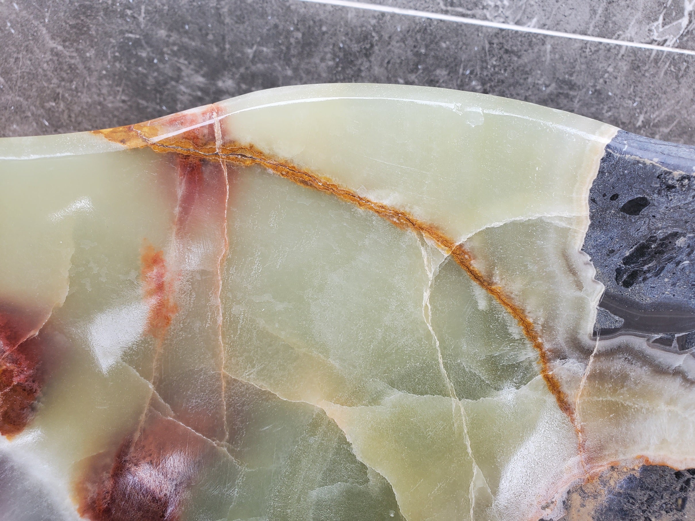 S30_30 Onyx Stone Vessel Bathroom Sink - 18.5 x 12 inch