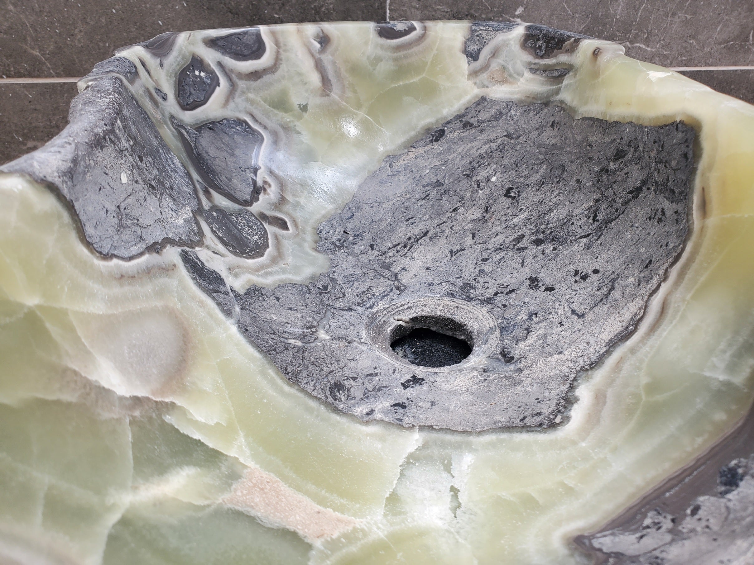 S31_24 Onyx Stone Vessel Bathroom Sink - 17 x 11 inch