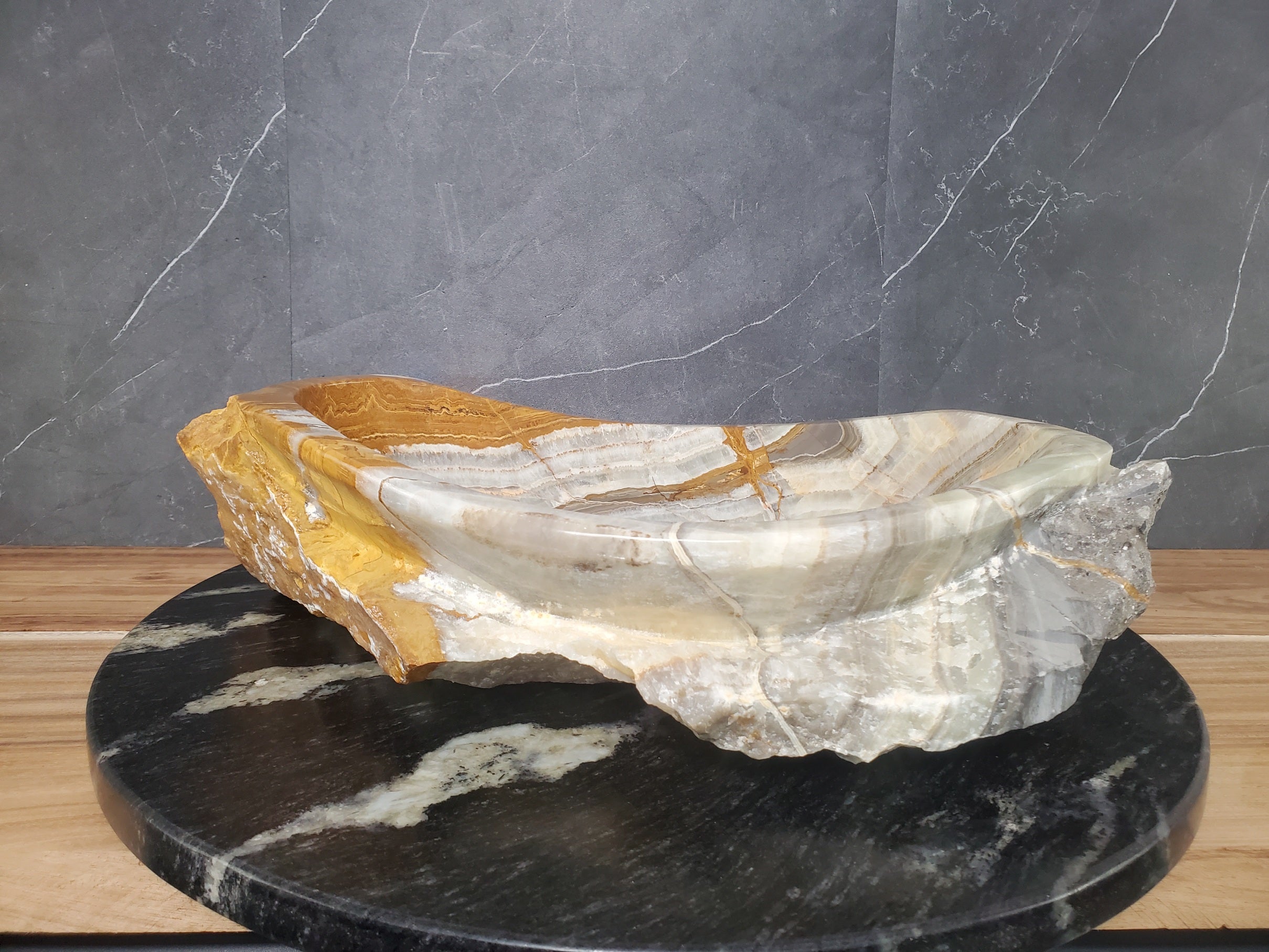 S28_11 Onyx Stone Vessel Bathroom Sink - 17 x 12.5 inch