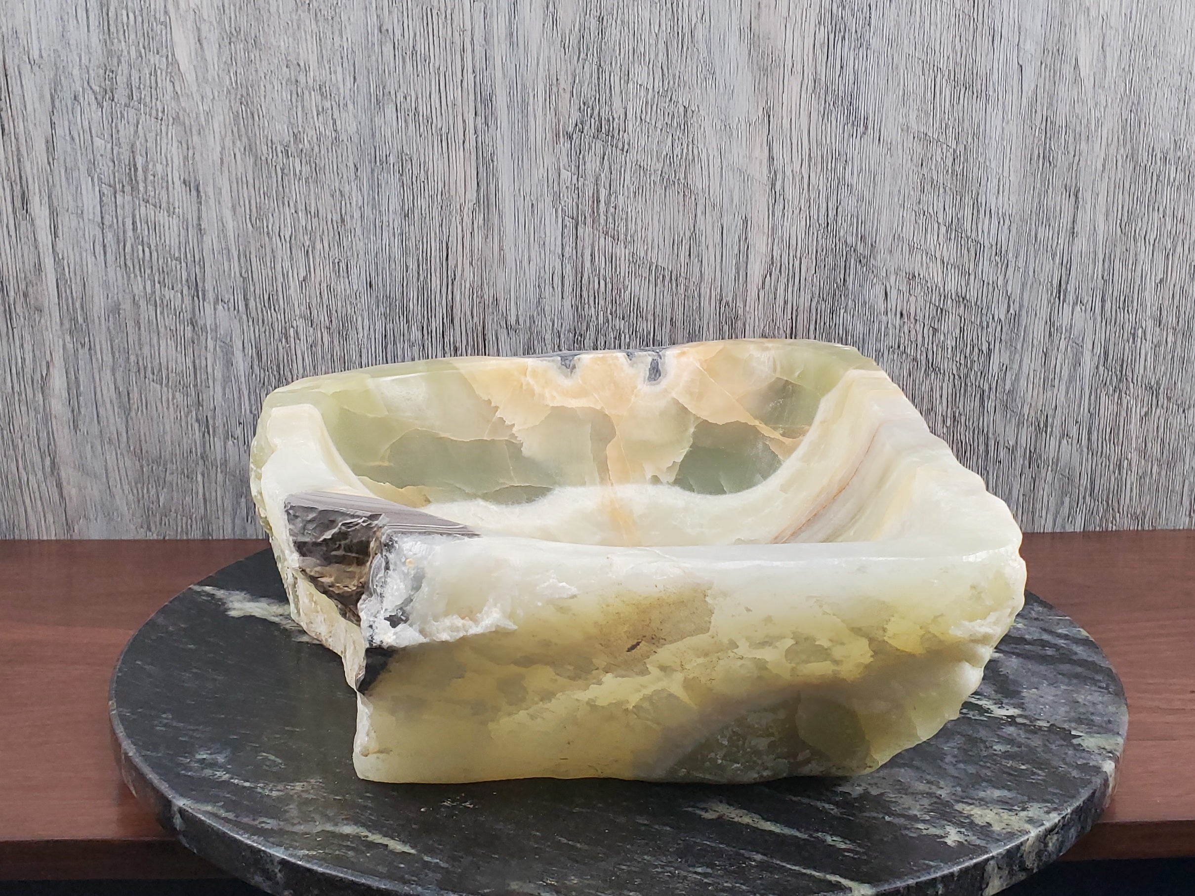 S24_13 Green Onyx Stone Vessel Bathroom Sink - 17.5 x 13.5 inch