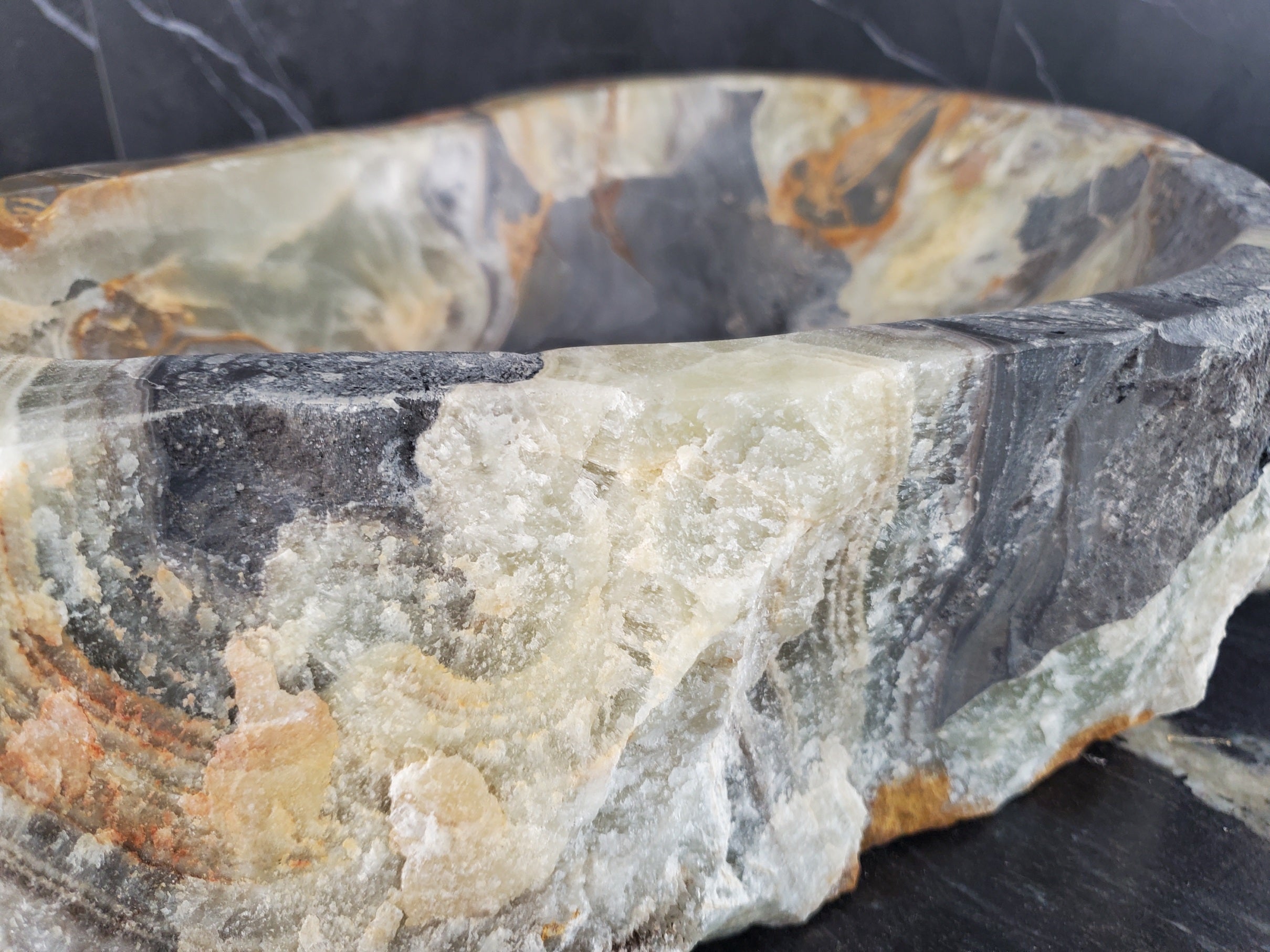 S25_19 Onyx Stone Vessel Bathroom Sink - 17 x 11 inch