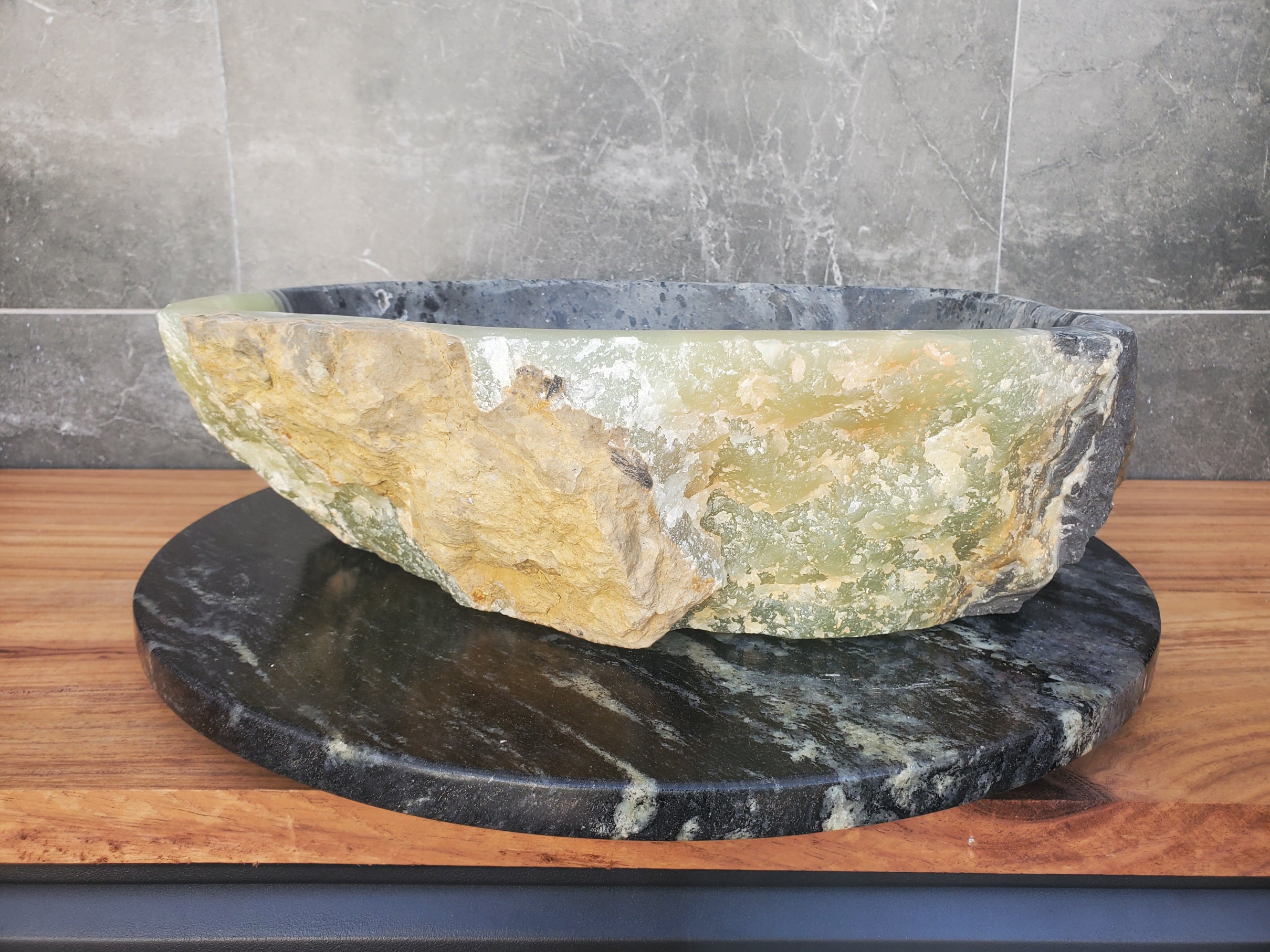 S30_20 Onyx Stone Vessel Bathroom Sink - 16.5 x 13 inch