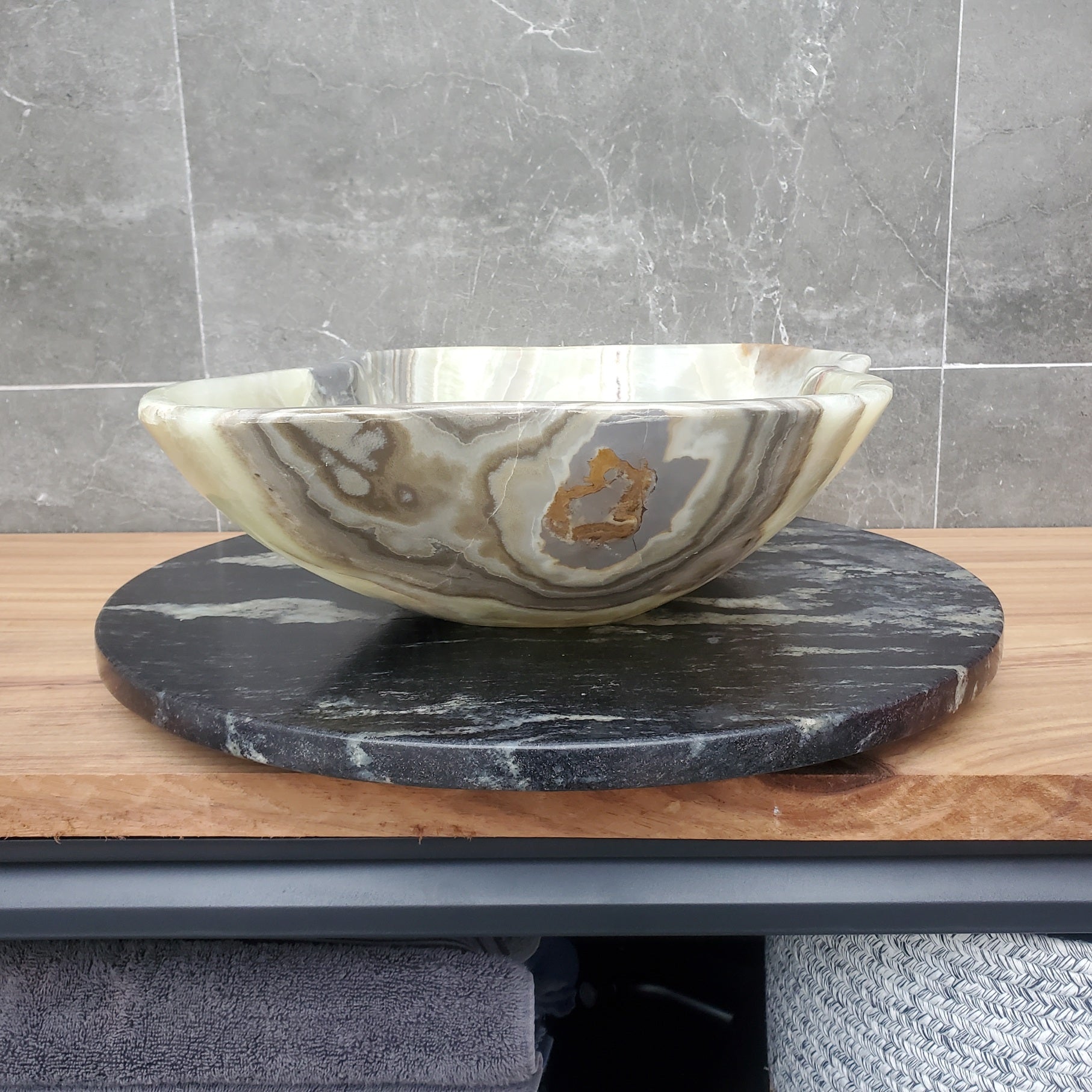 S30_03 Onyx Stone Vessel Bathroom Sink - 19 x 13.5 inch