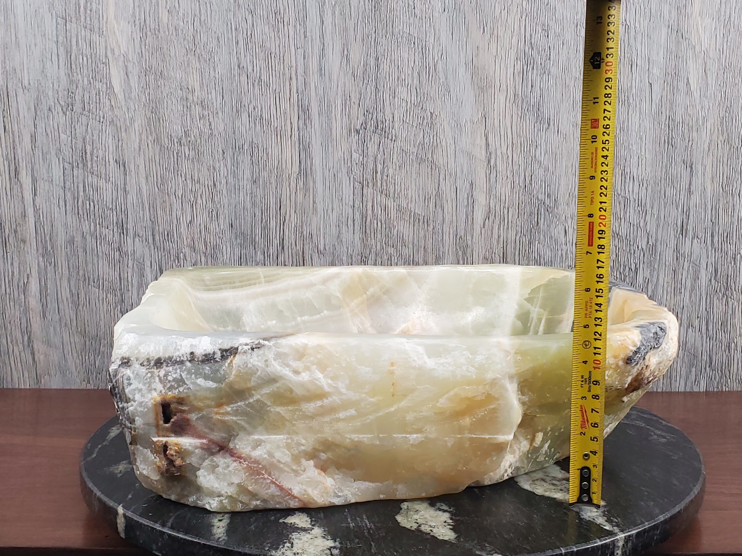 S24_14 Green Onyx Stone Vessel Bathroom Sink - 17 x 13 inch