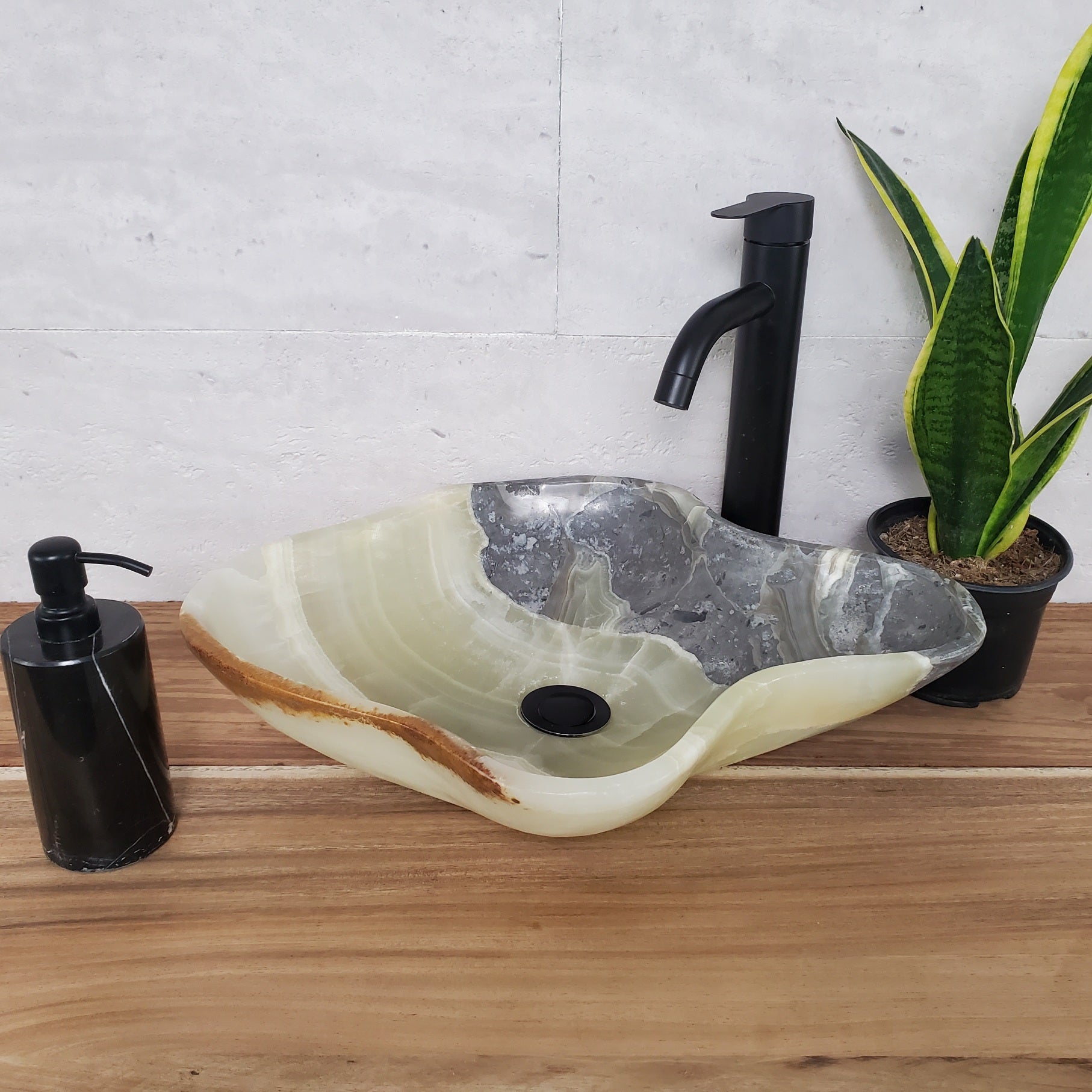 S28_07 Onyx Stone Vessel Bathroom Sink - 19.5 x 16 inch