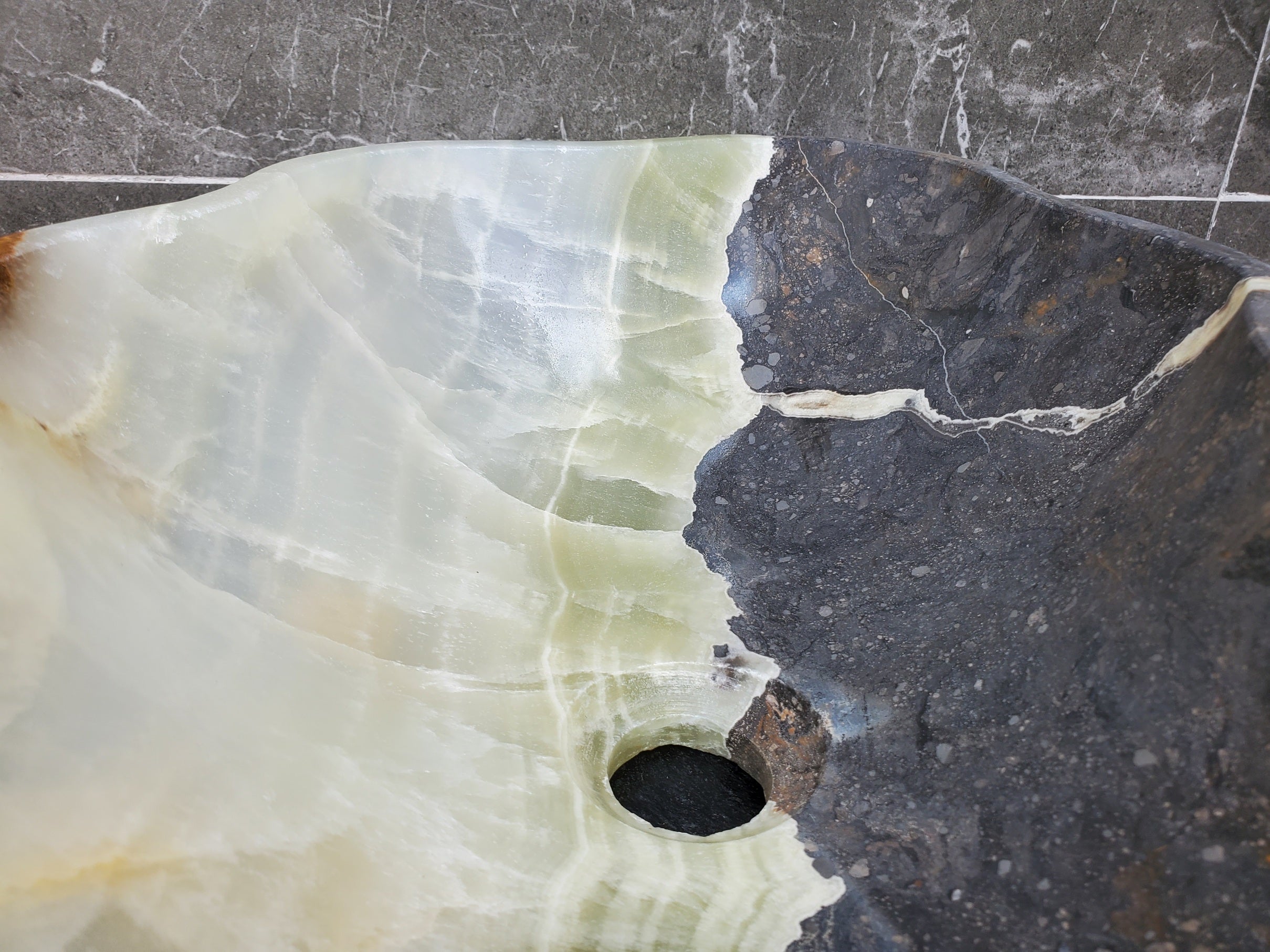 S30_16 Onyx Stone Vessel Bathroom Sink - 20 x 12 inch