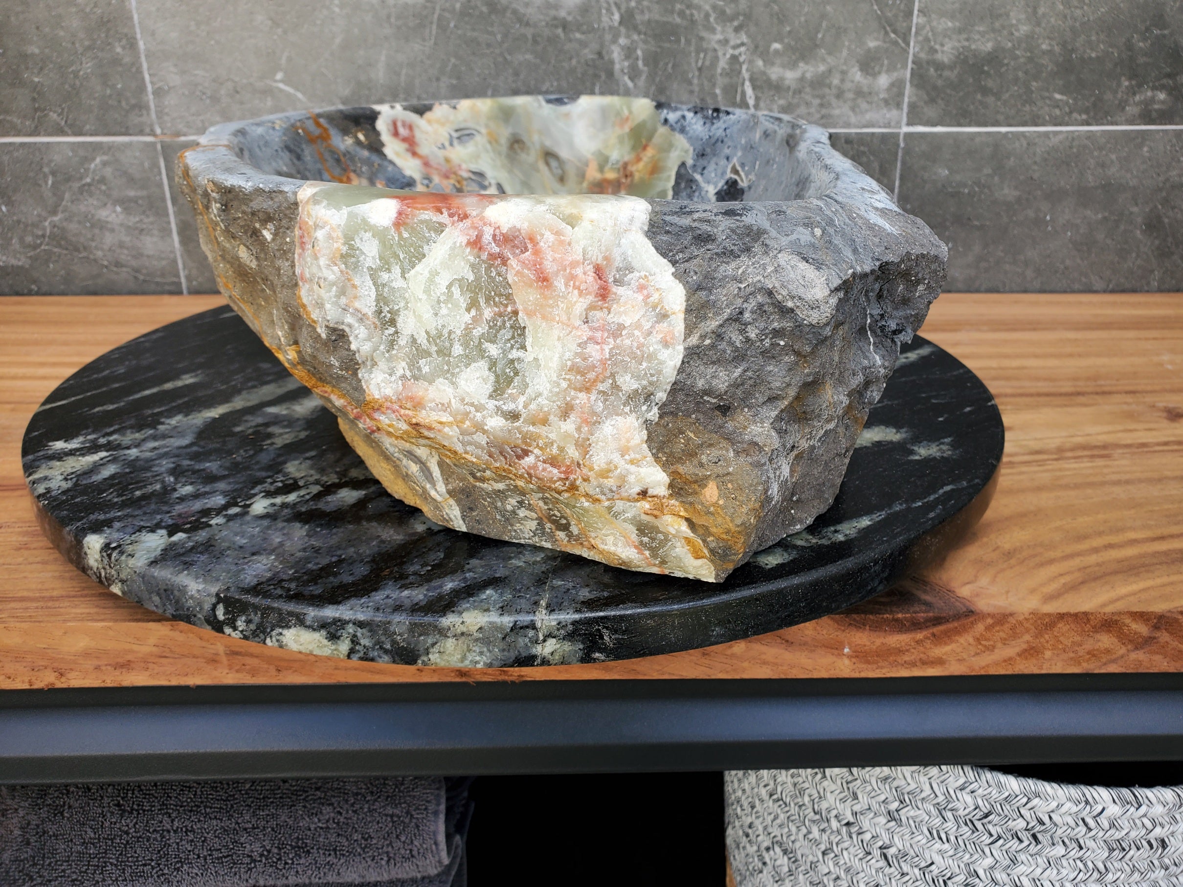 S30_22 Onyx Stone Vessel Bathroom Sink