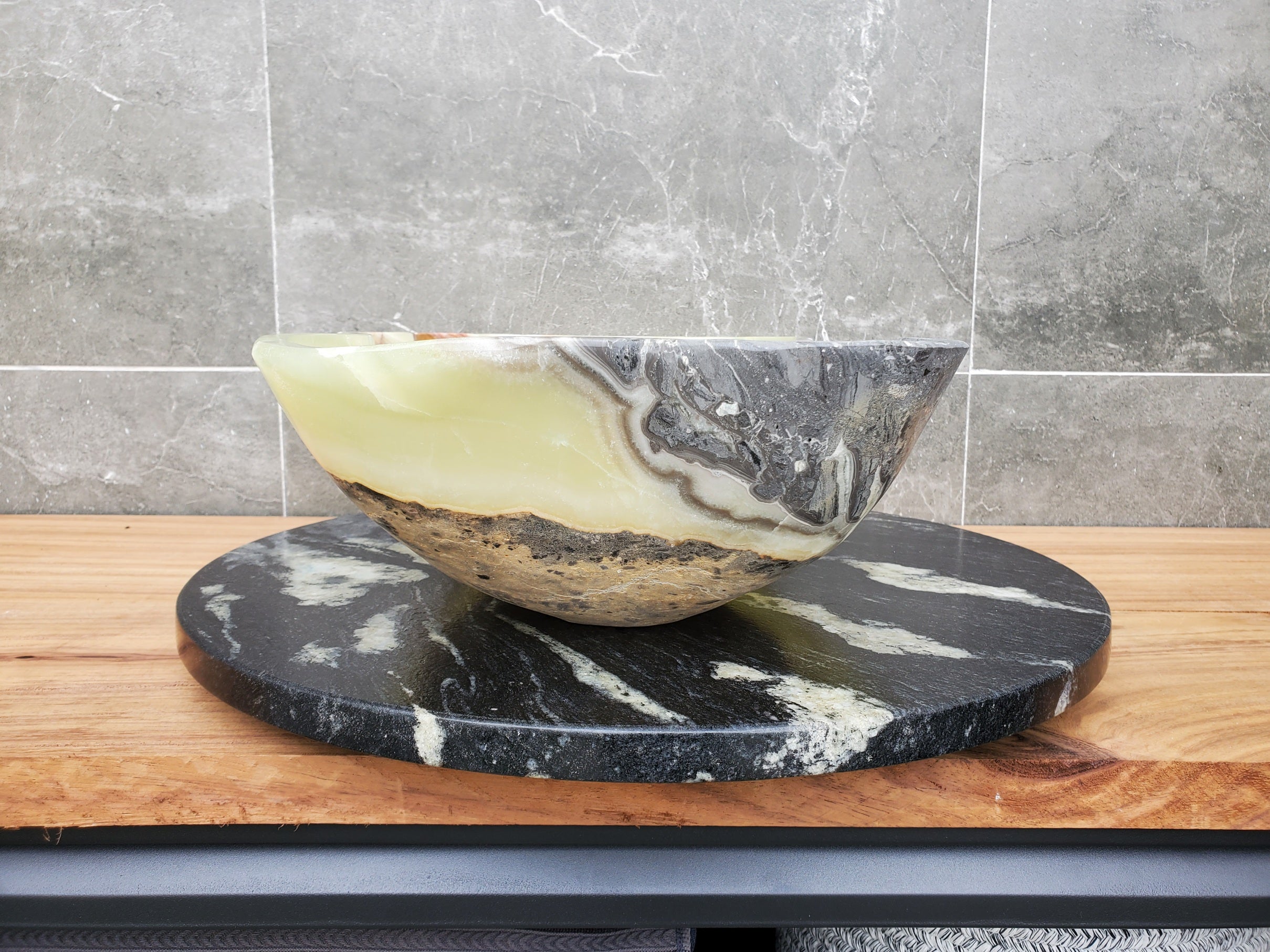 S30_30 Onyx Stone Vessel Bathroom Sink - 18.5 x 12 inch