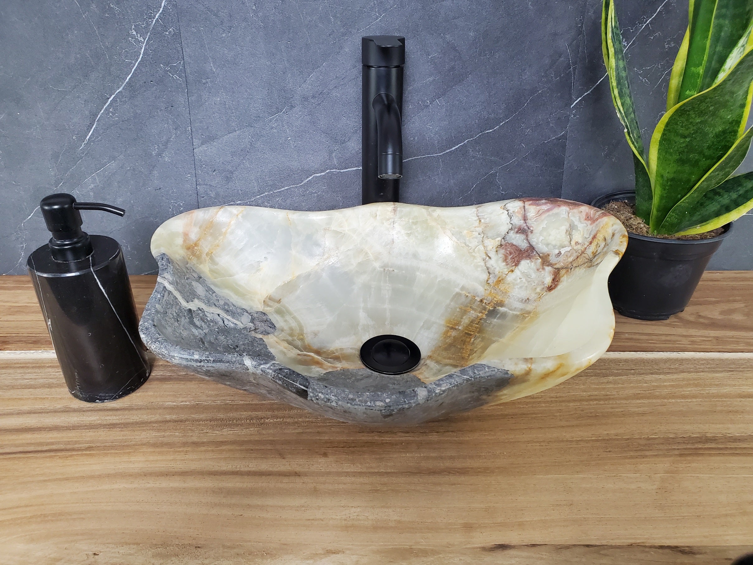 S28_09 Onyx Stone Vessel Bathroom Sink