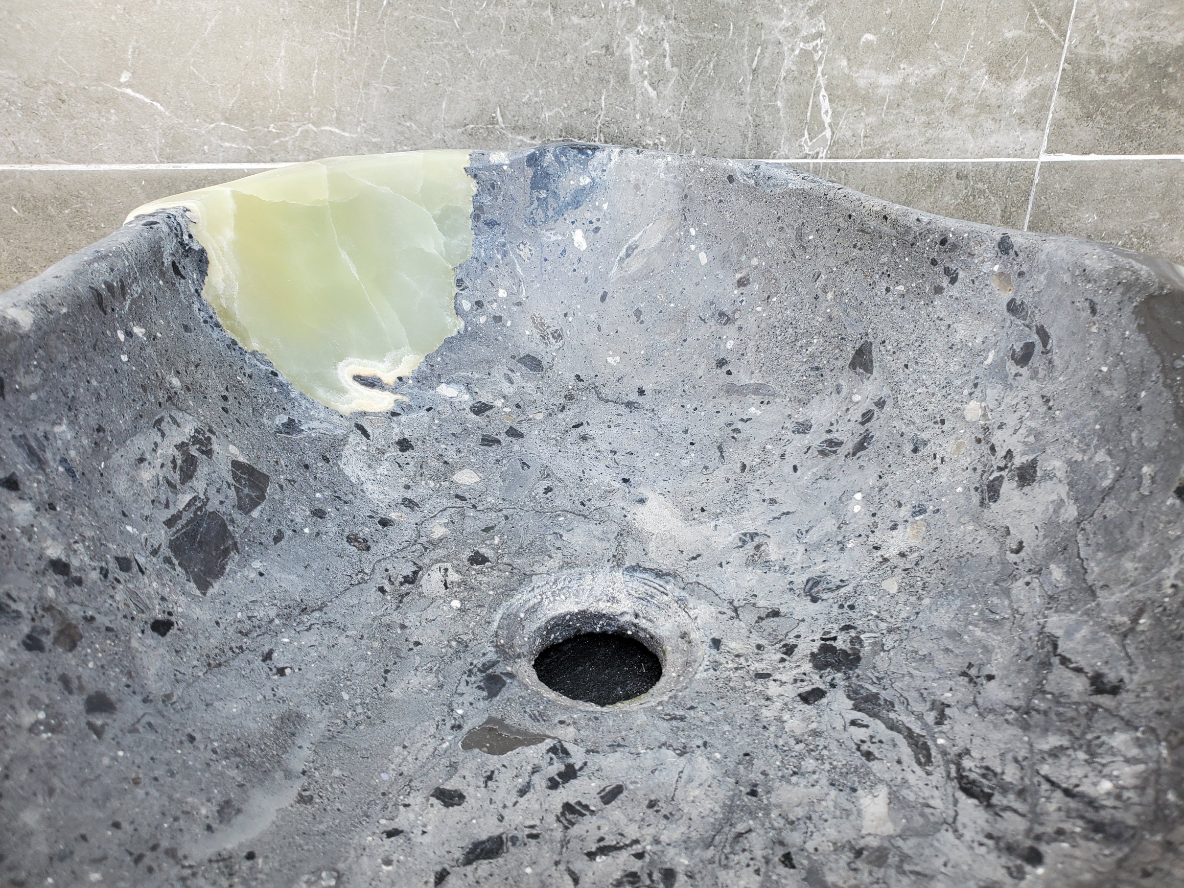 S30_23 Onyx Stone Vessel Bathroom Sink - 17.5 x 14 inch