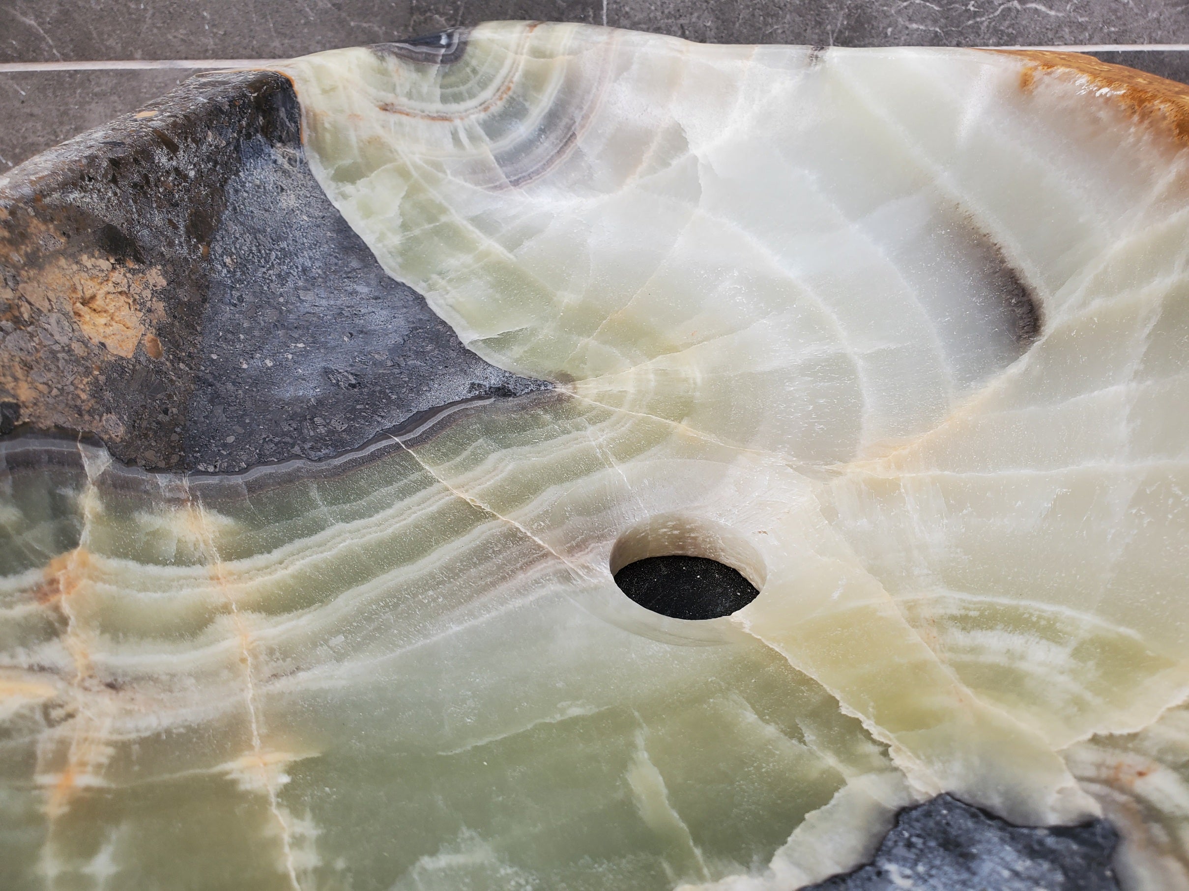 S31_23 Onyx Stone Vessel Bathroom Sink - 18 x 15 inch