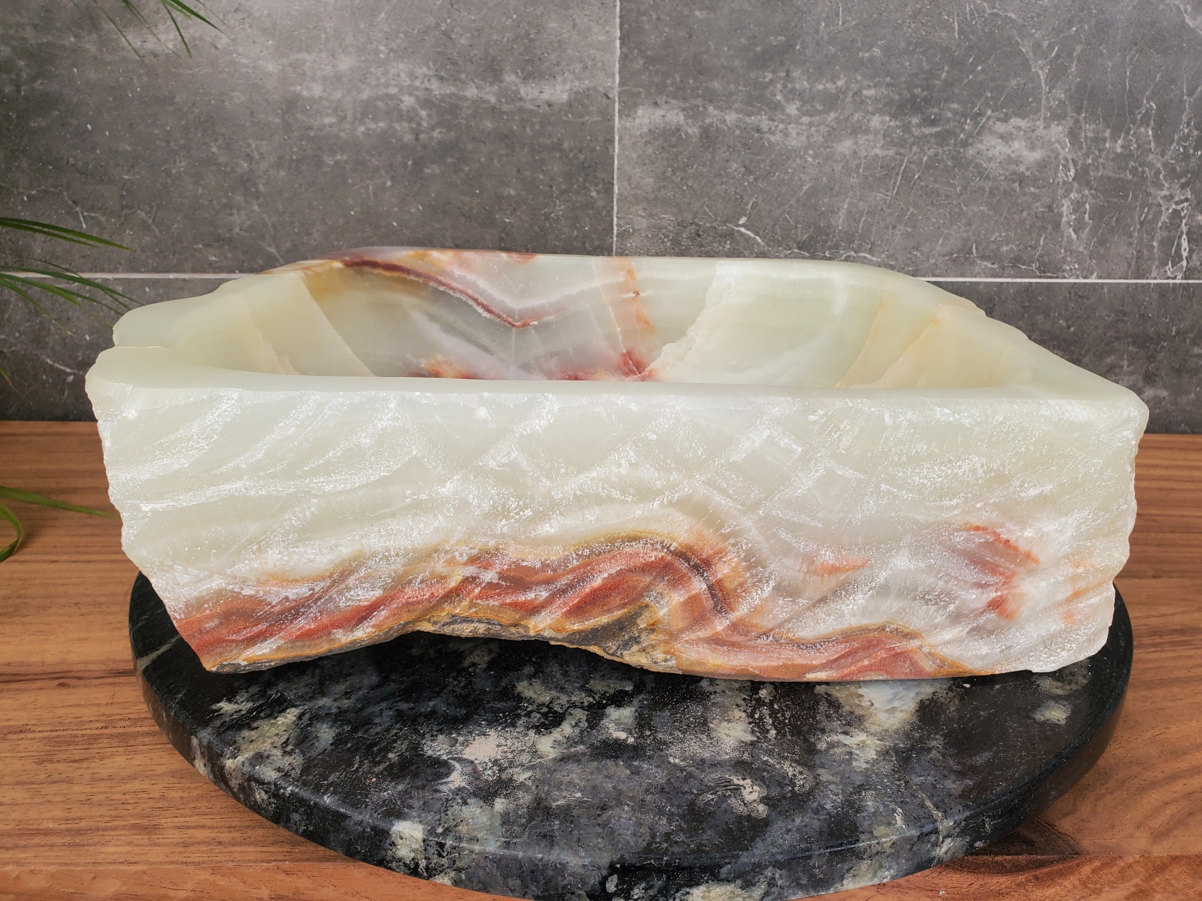 S31_20 Onyx Stone Vessel Bathroom Sink - 17.5 x 16 inch