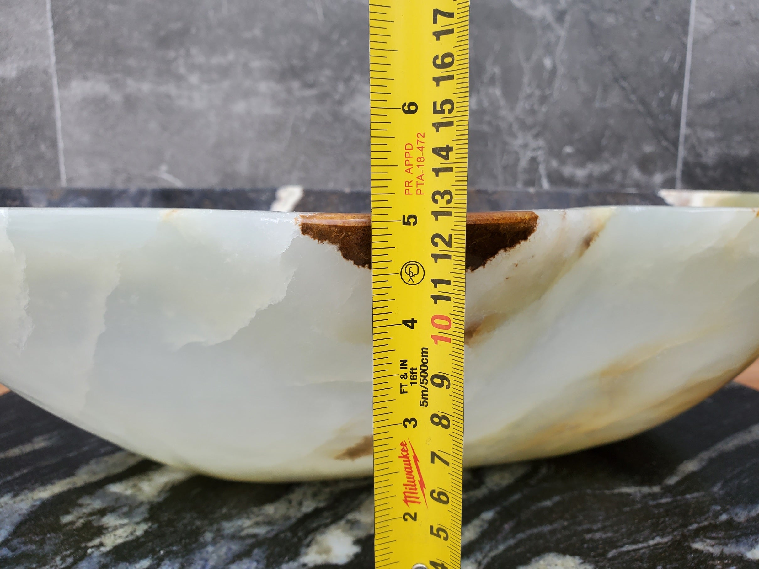 S30_16 Onyx Stone Vessel Bathroom Sink - 20 x 12 inch