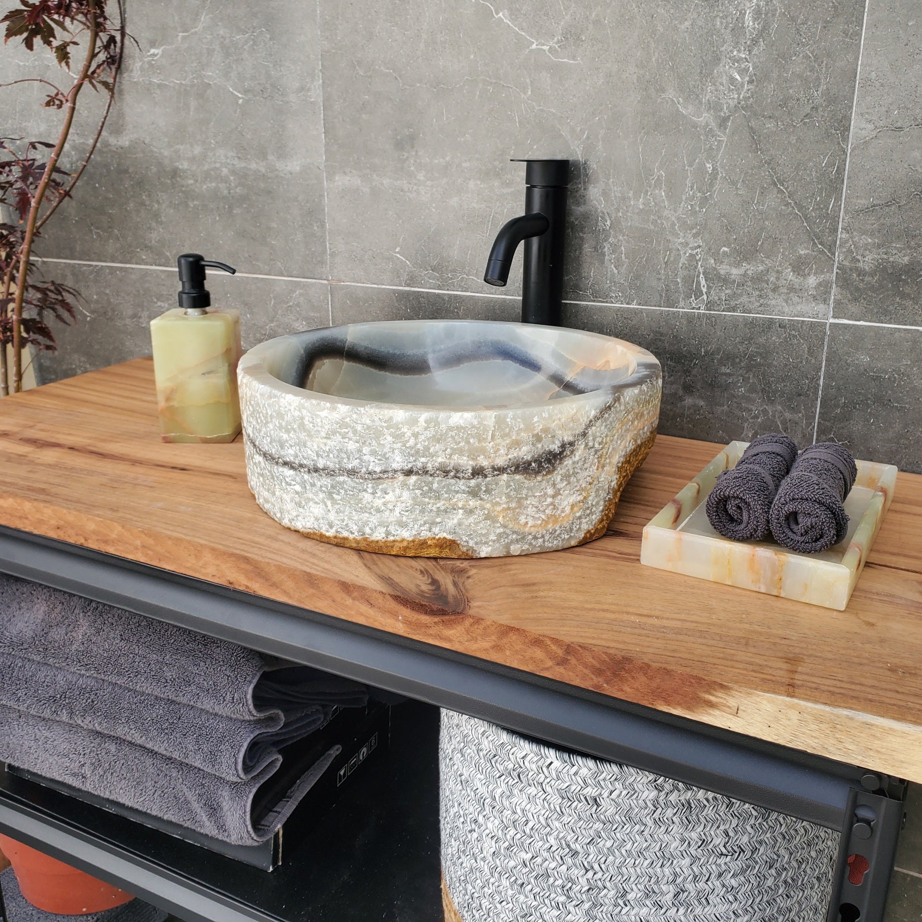 S29_31 Onyx Stone Vessel Bathroom Sink