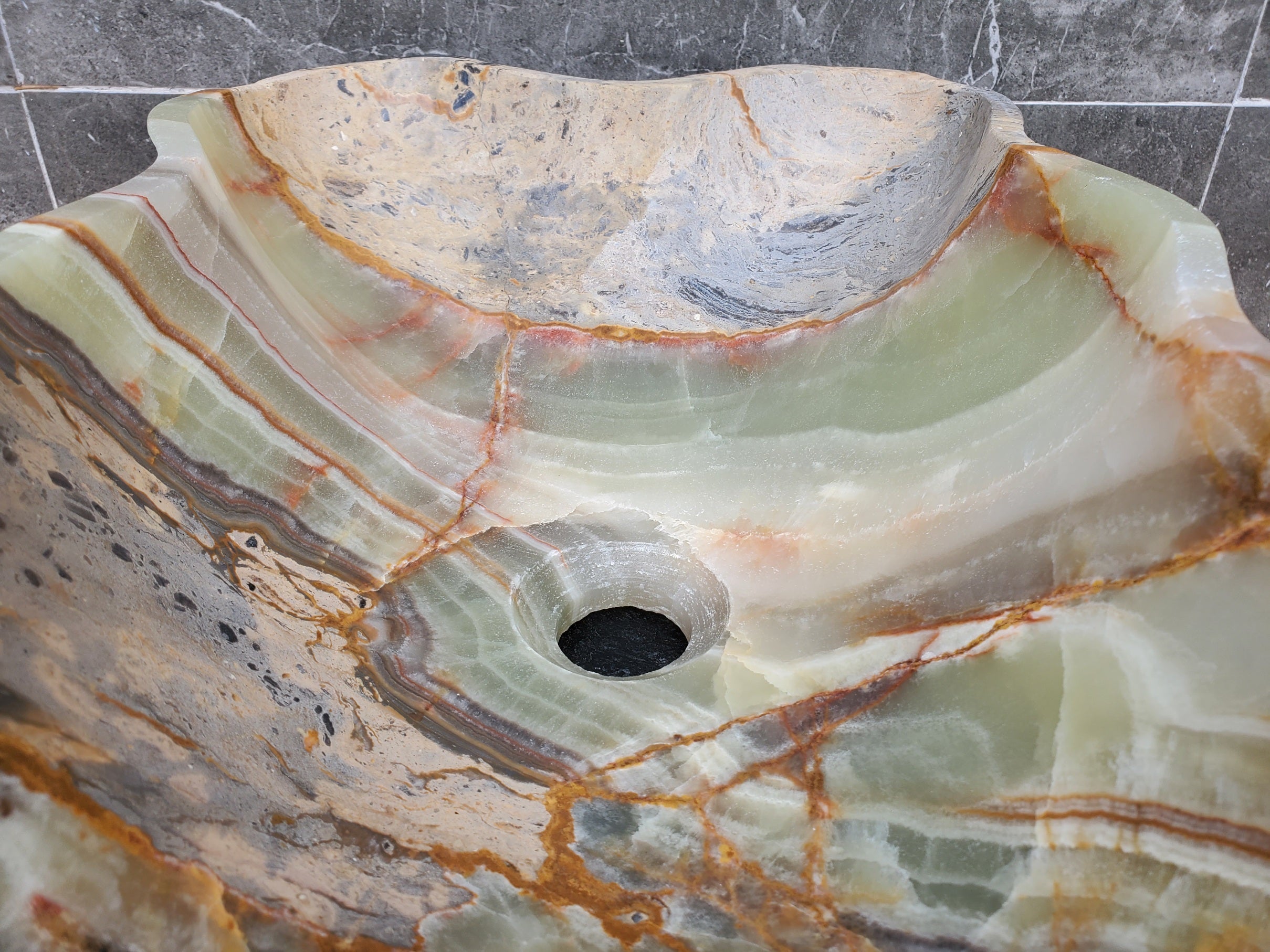 S30_31 Onyx Stone Vessel Bathroom Sink - 18.5 x 12 inch