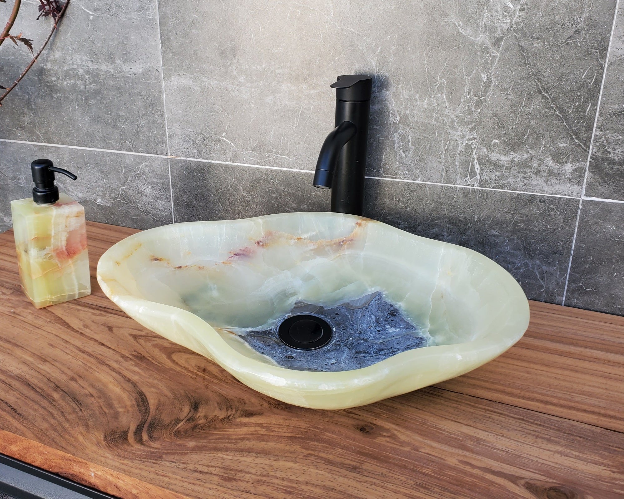S30_02 Onyx Stone Vessel Bathroom Sink