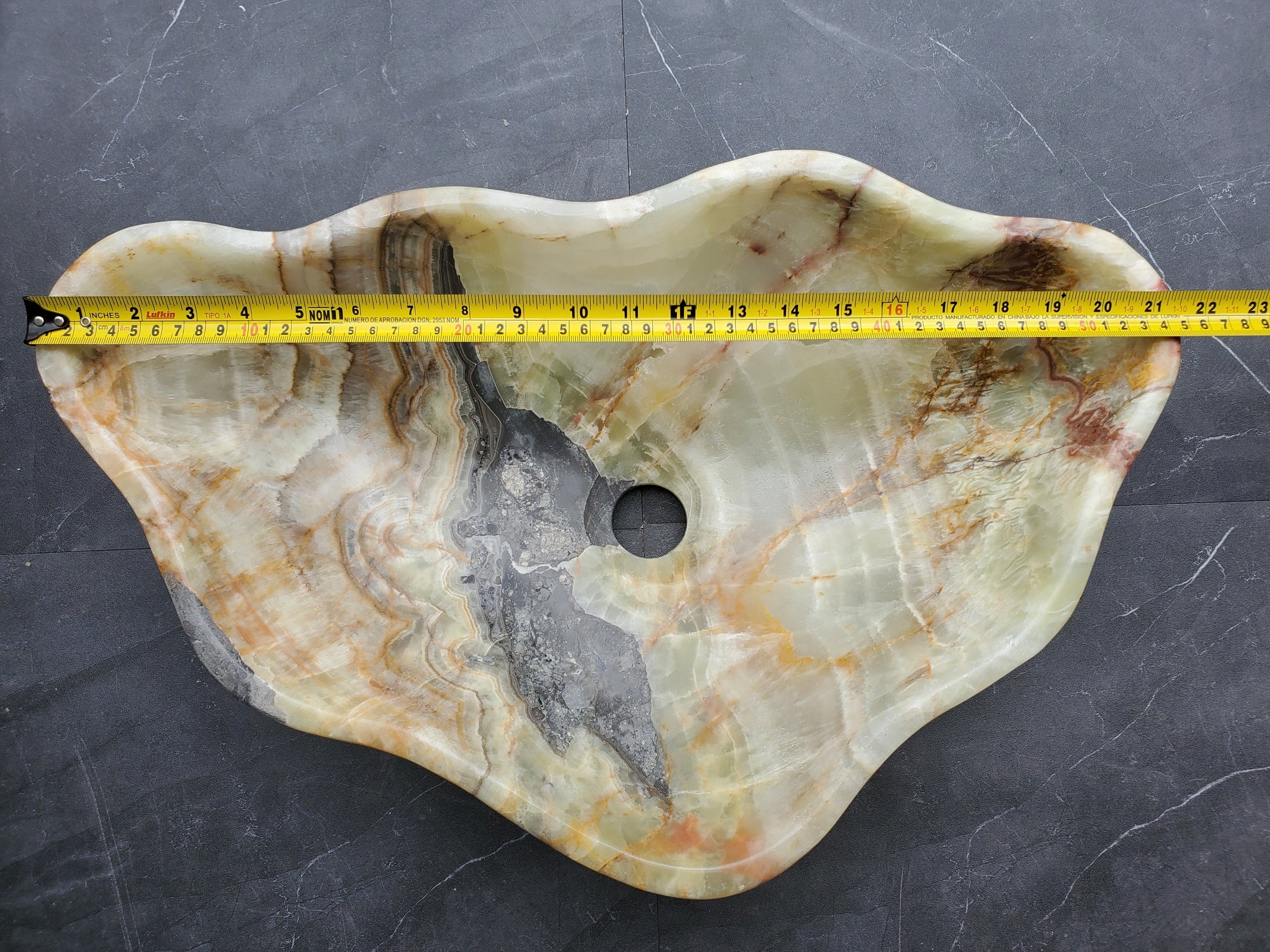 S31_02 Onyx Stone Vessel Bathroom Sink - 21.5 x 13.5 inch