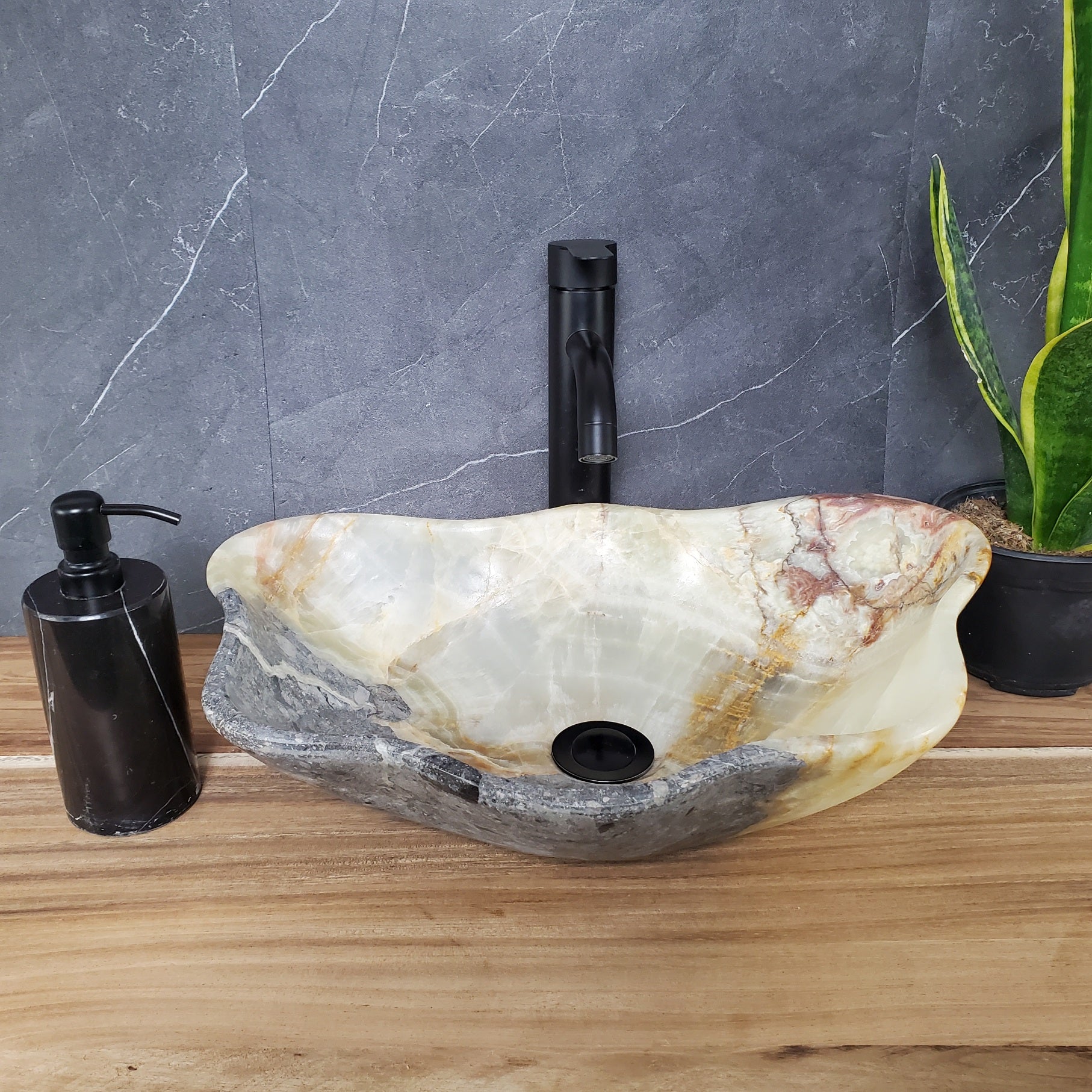 S28_09 Onyx Stone Vessel Bathroom Sink