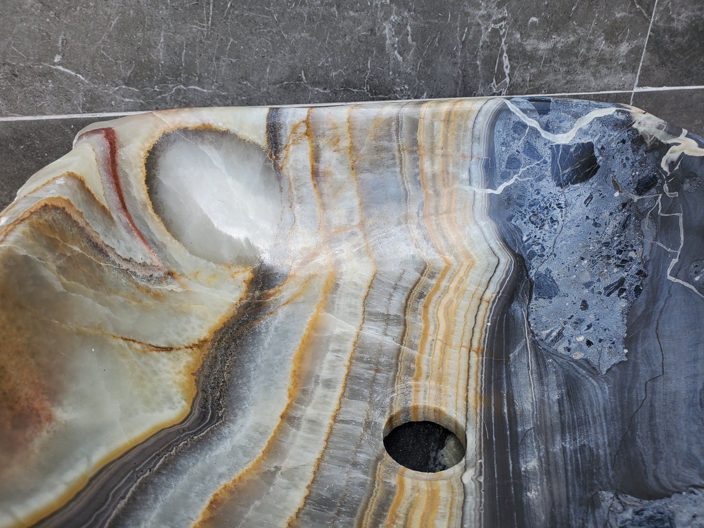 S30_24 Onyx Stone Vessel Bathroom Sink