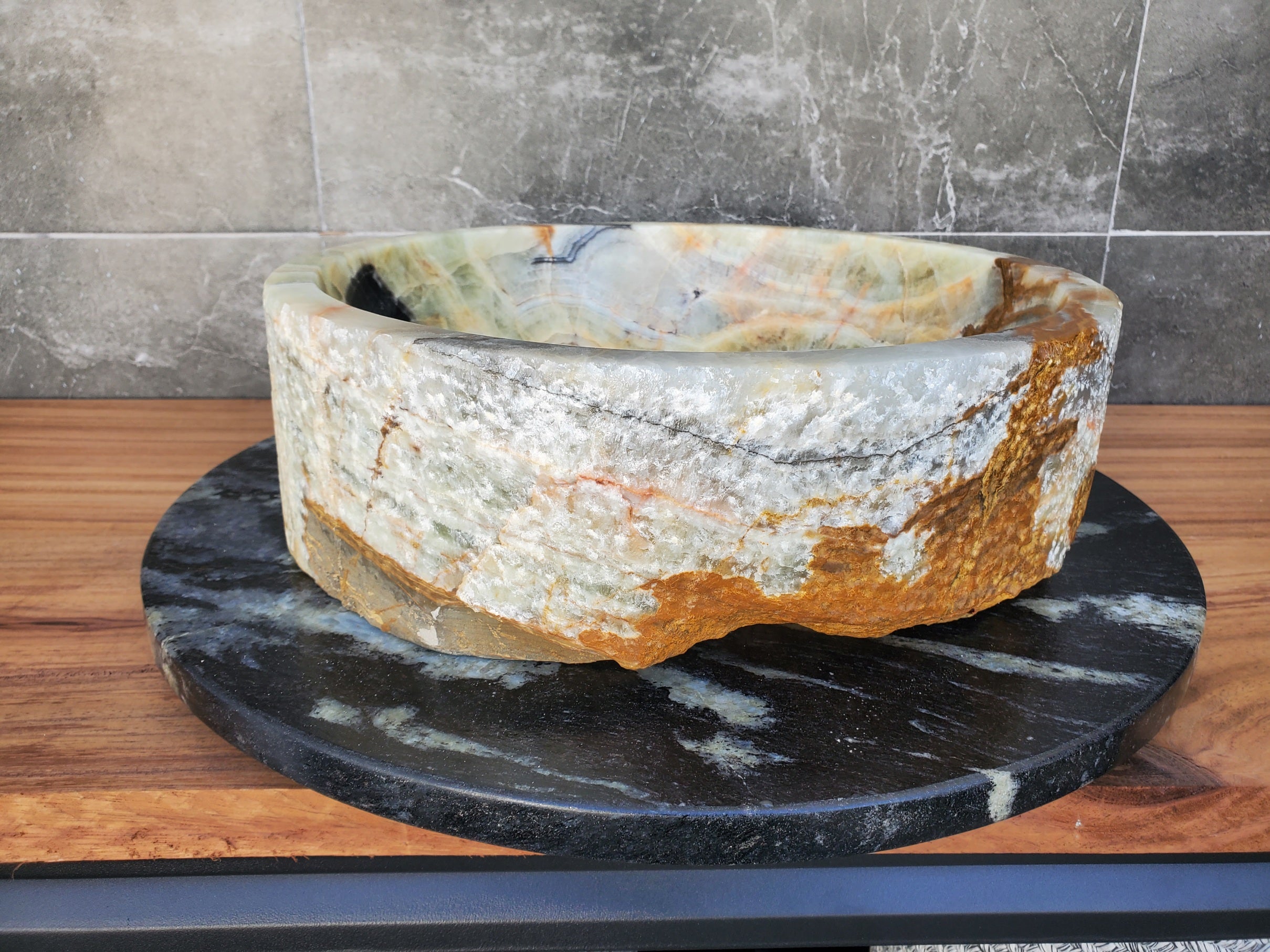 S29_28 Onyx Stone Vessel Bathroom Sink