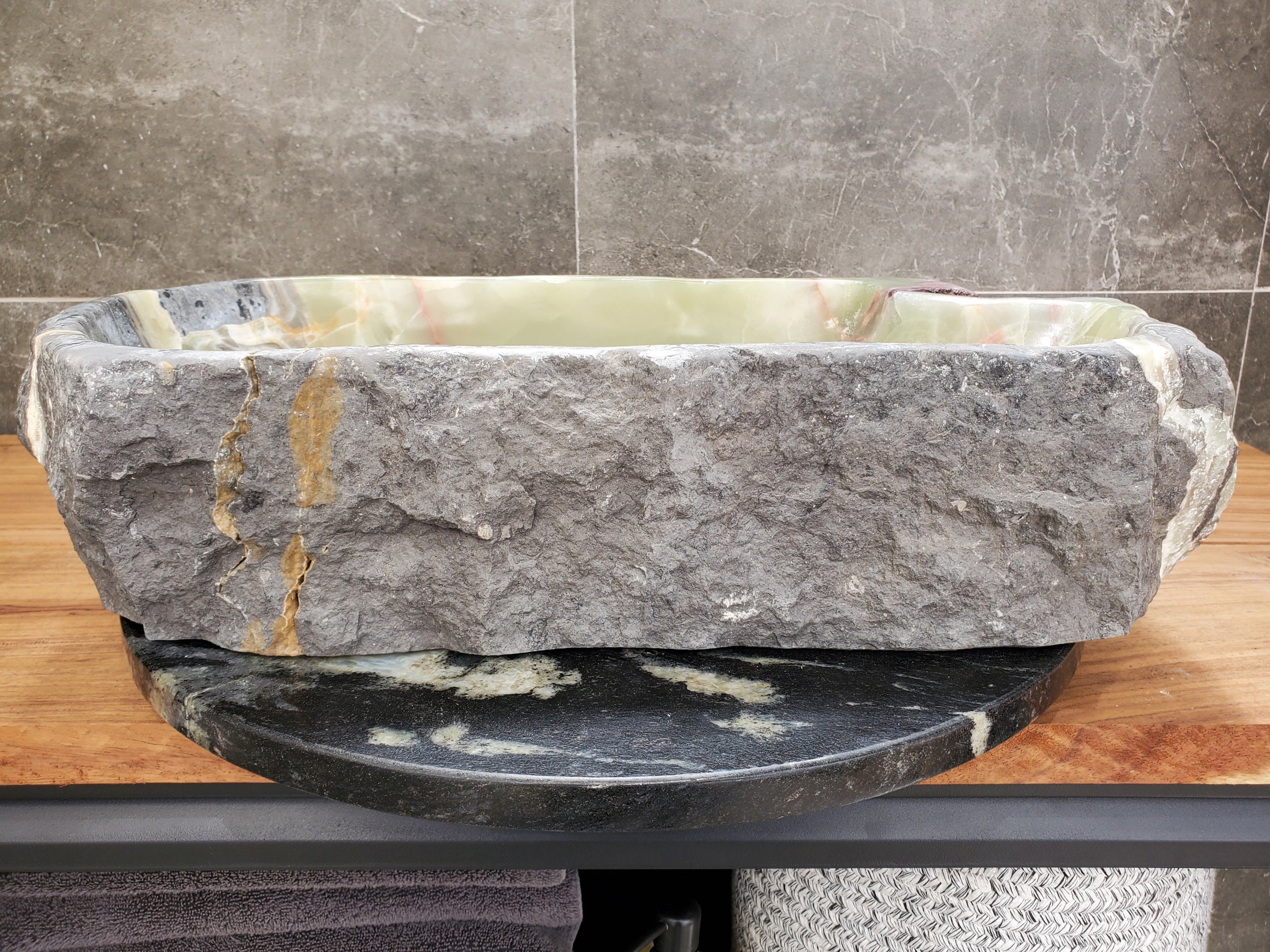 S31_11 Onyx Stone Vessel Bathroom Sink