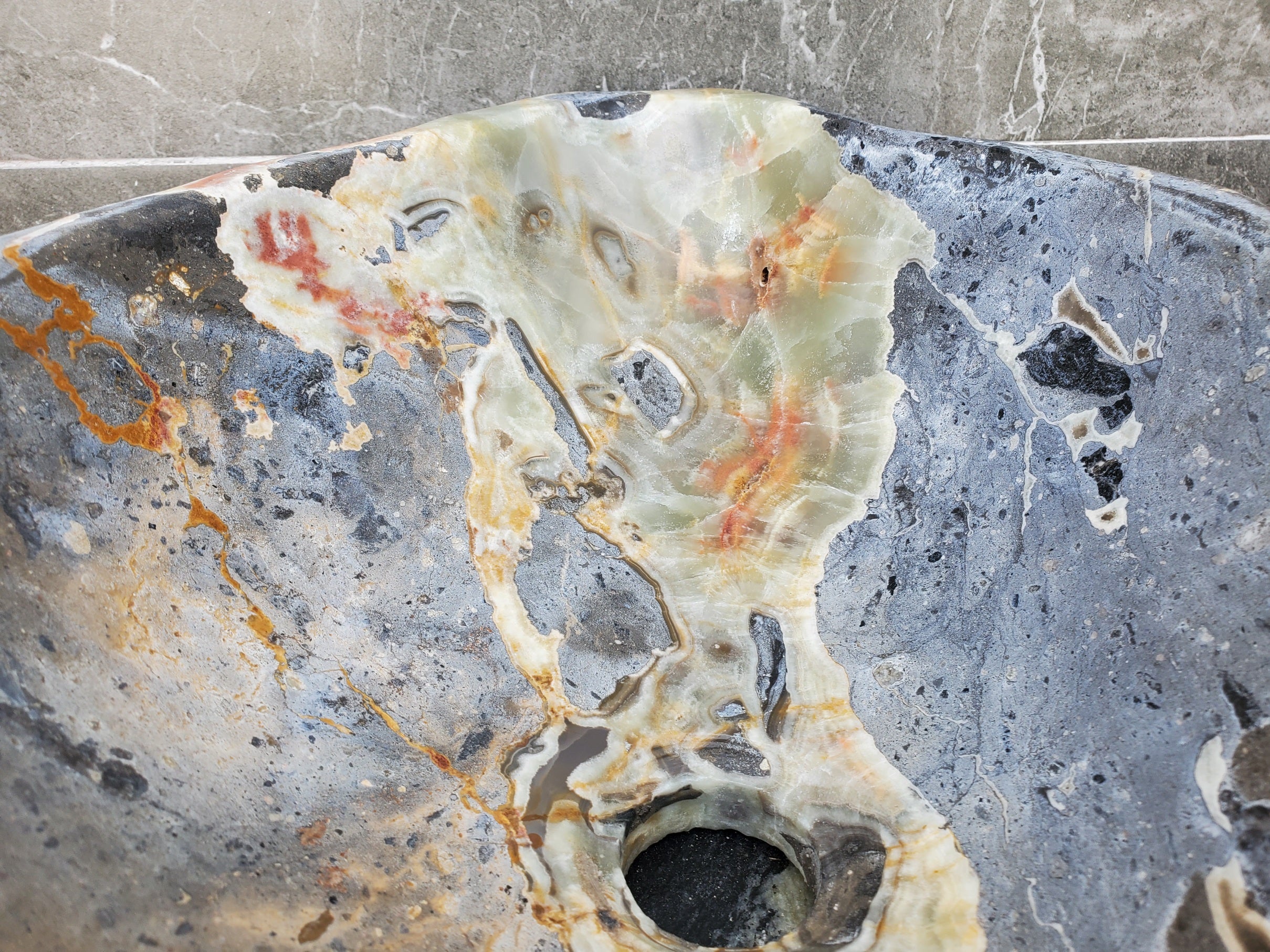 S30_22 Onyx Stone Vessel Bathroom Sink