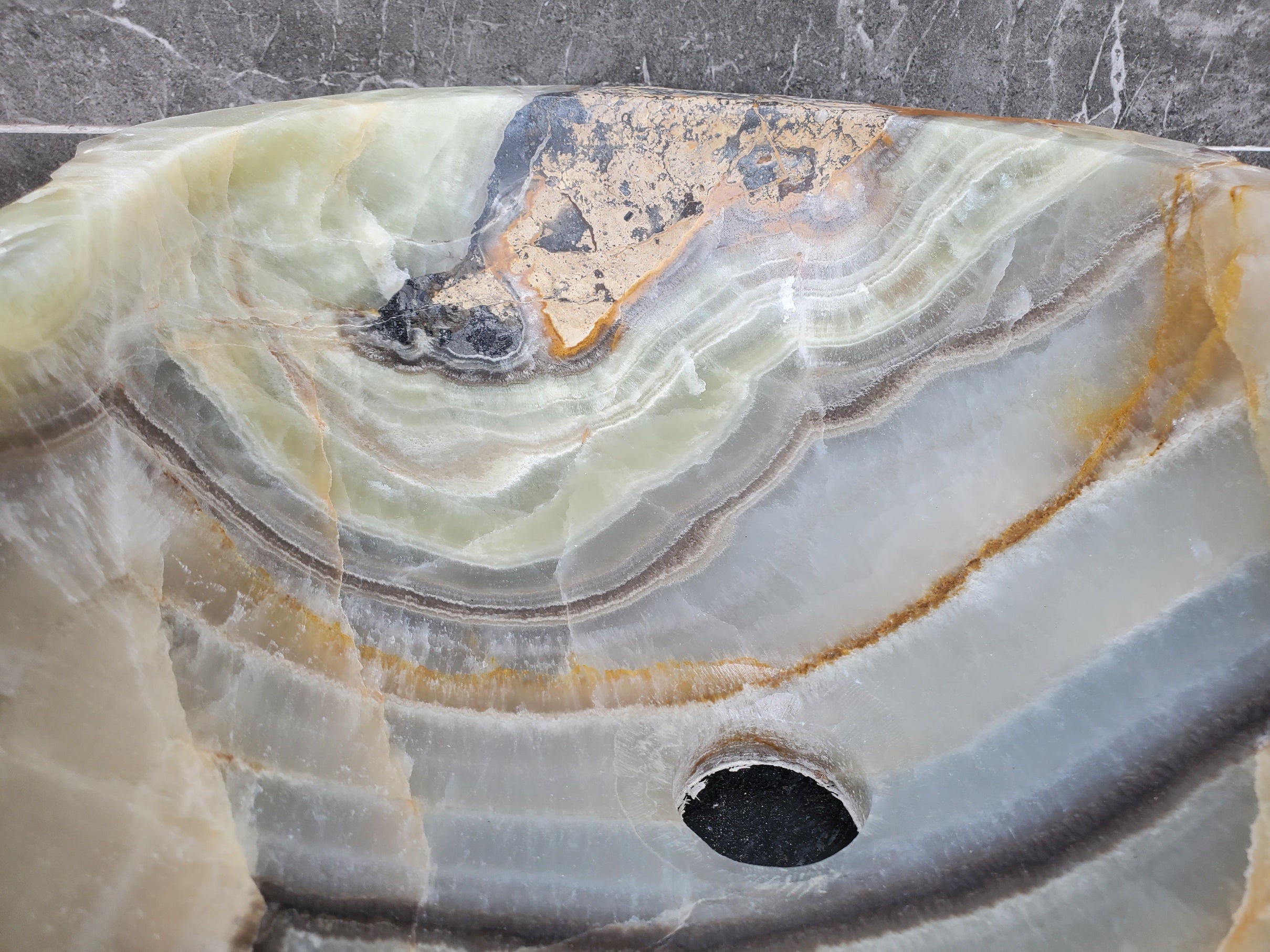 S29_33 Onyx Stone Vessel Bathroom Sink - 18 x 12.5 inch